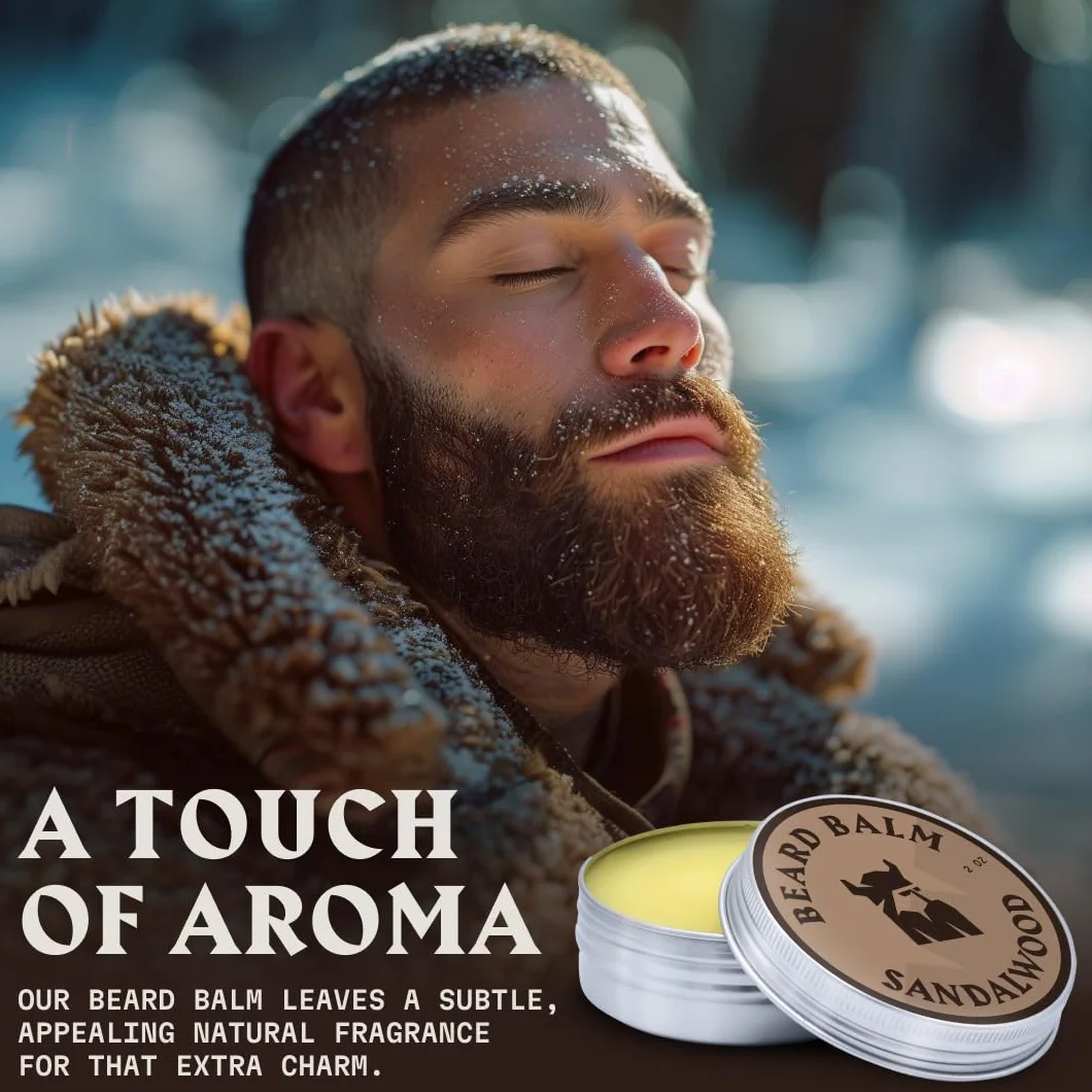 Striking Viking Balsam do brody z drzewa sandałowego-wzmacnia i zmiękcza brodę i wąsy - w 100% naturalna odżywka do brody z organicznym masłem shea, olejkiem z drzewa herbacianego, arganowymi i jojoba