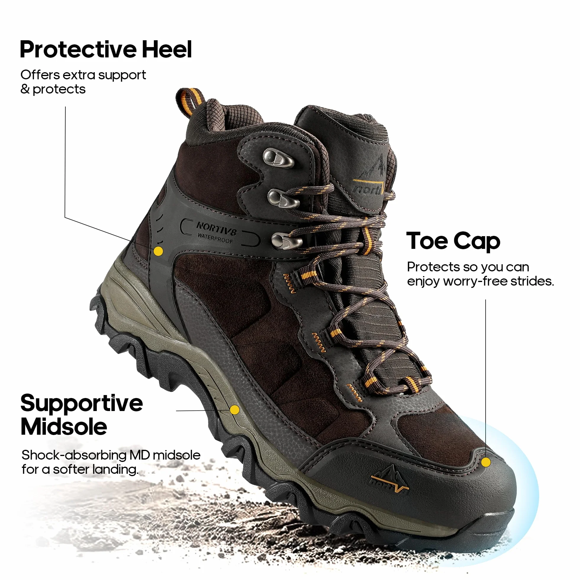 NORTIV 8 Męskie wodoodporne buty turystyczne outdoorowe Mid Trekking Backpacking Buty alpinistyczne JS19004M