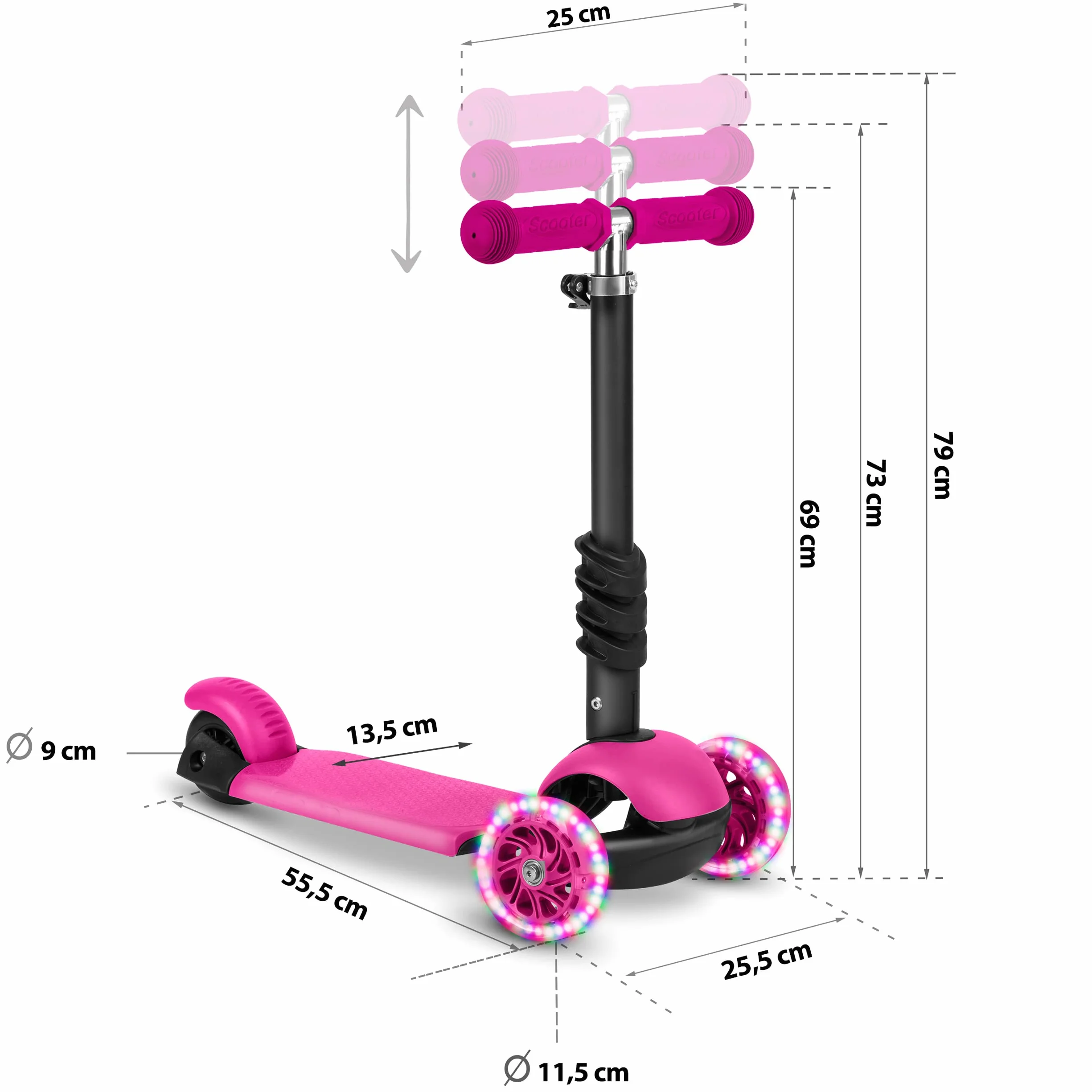 Hulajnoga trójkołowa dla dzieci 3w1 Buggy Ricokids balansowa z siedziskiem różowa