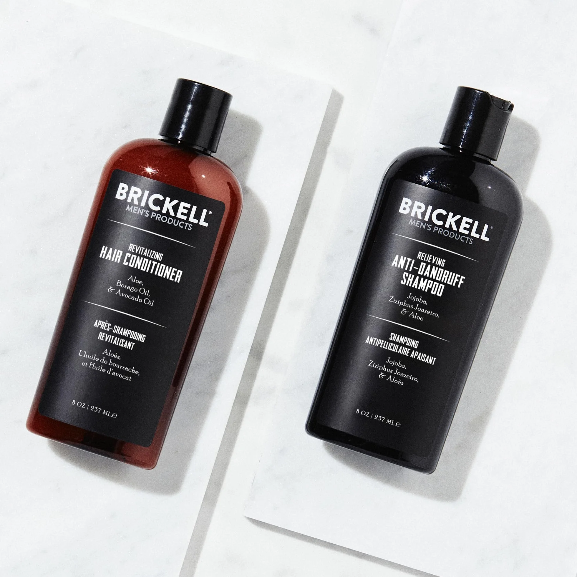 Brickell Męska rutyna pielęgnacji włosów, zestaw szamponu i odżywki przeciwłupieżowej, naturalny organiczny