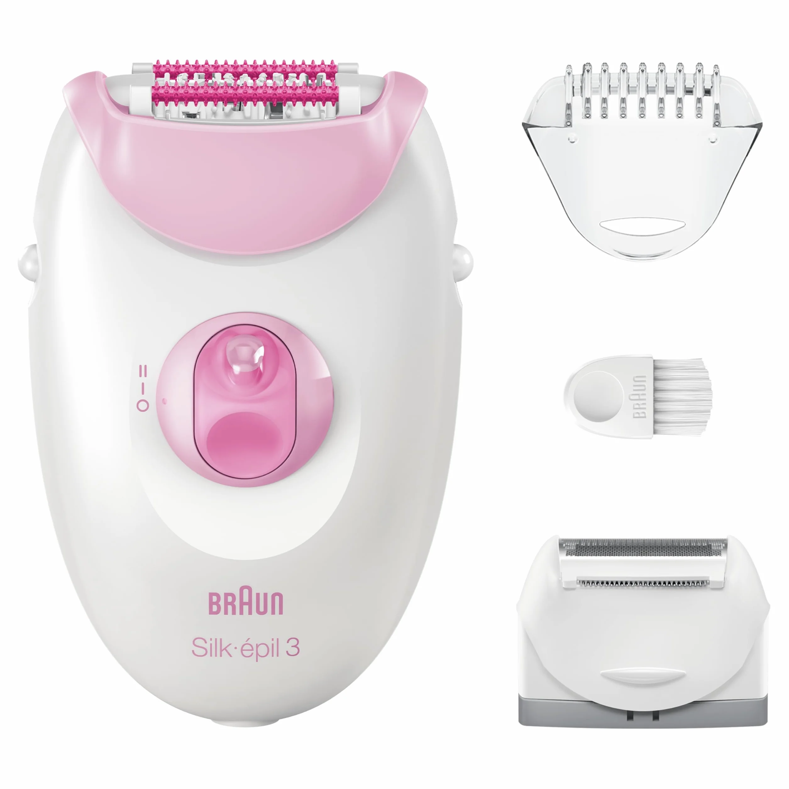 Braun Silk-épil 3, przewodowy depilator All-in-One: depilator, golarka, trymer/damski depilator do jedwabiście gładkiej skóry, wyprodukowano w Niemczech, 3-031, różowy