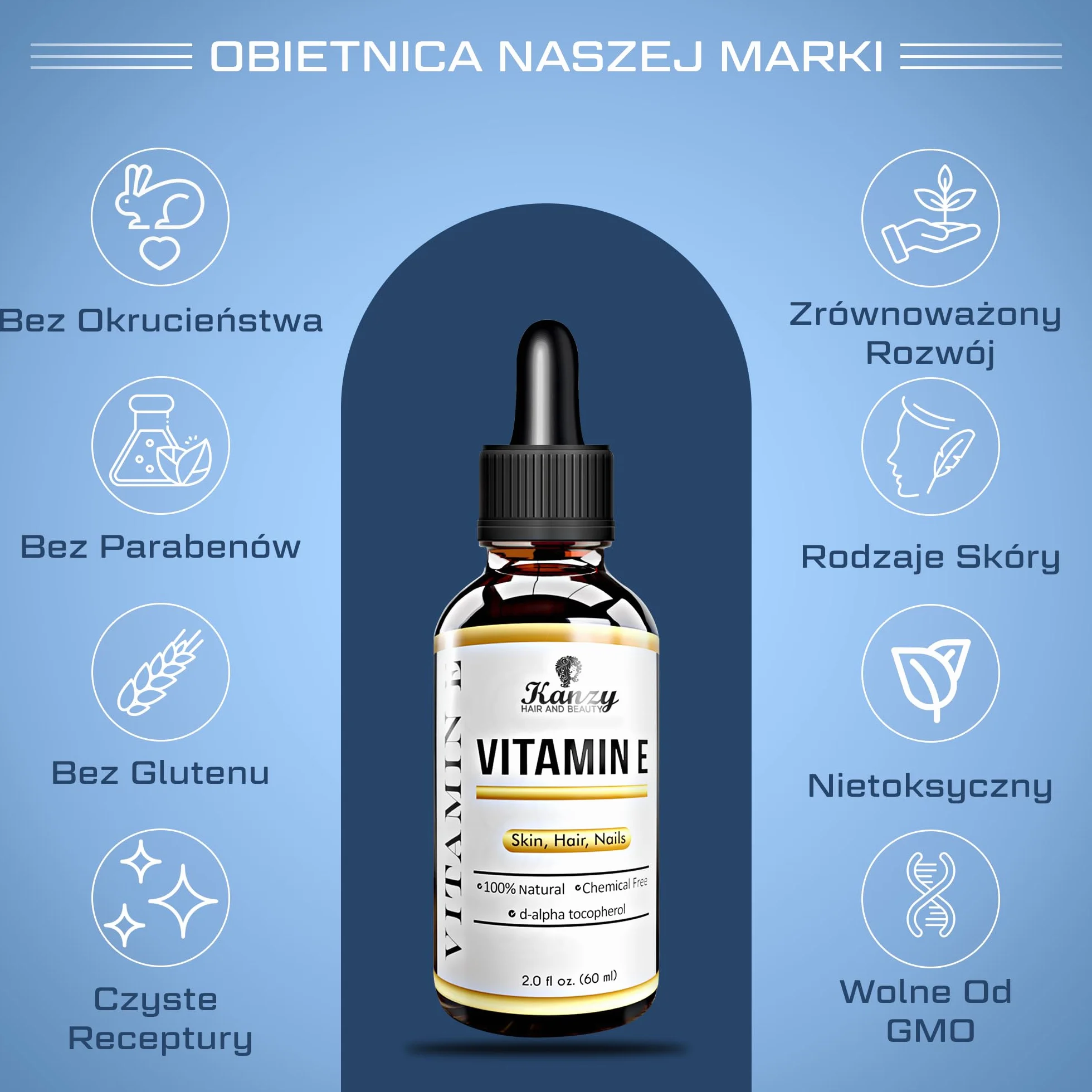Olej z witaminą E do twarzy i skóry 100% naturalny 60ml
