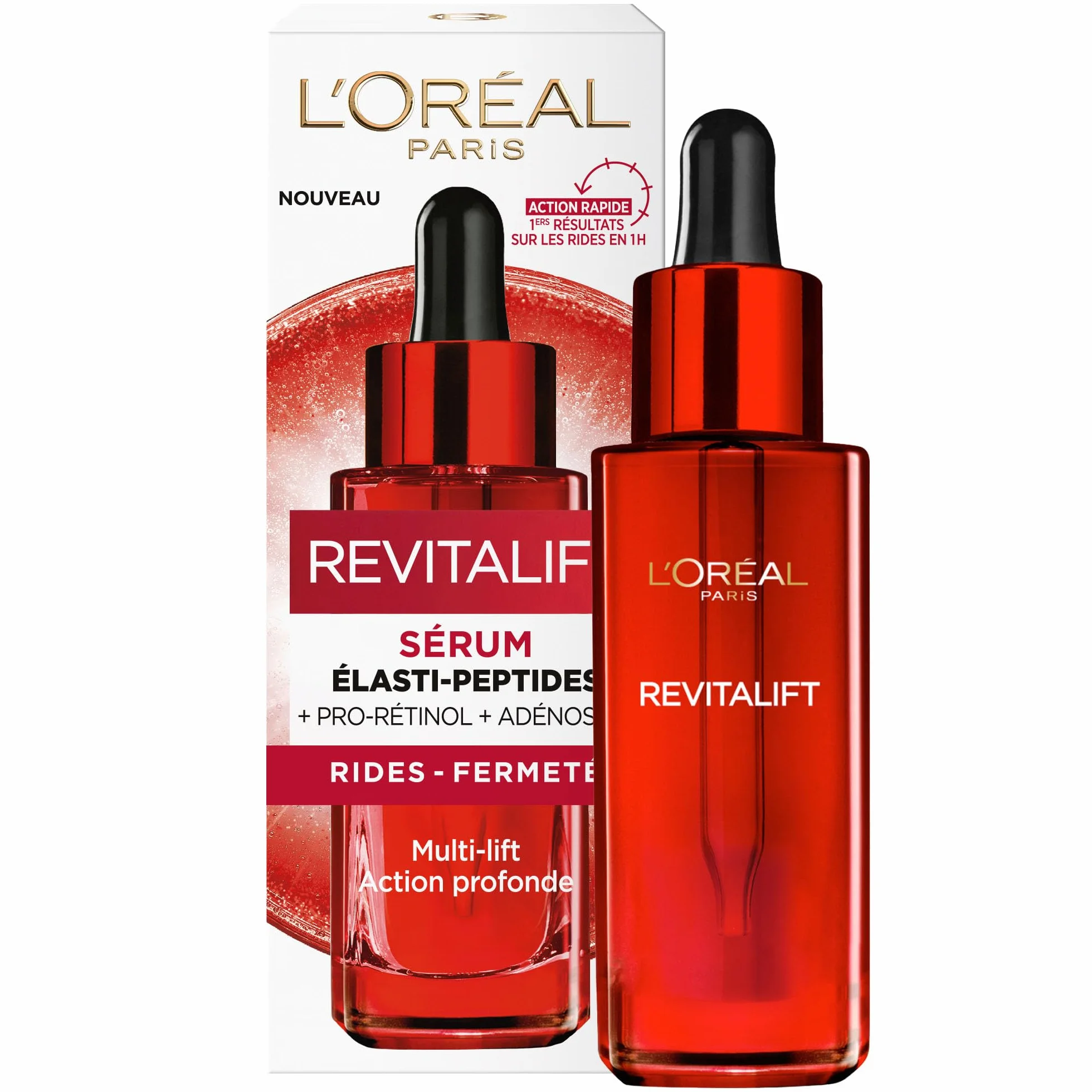 L'Oréal Paris Szybkie działanie, przeciwstarzeniowe serum do twarzy, przeciwzmarszczkowe, ekstra fermentowane i tonizujące, wzbogacone o adenozynę i włókno, do wszystkich rodzajów skóry, rewitalift