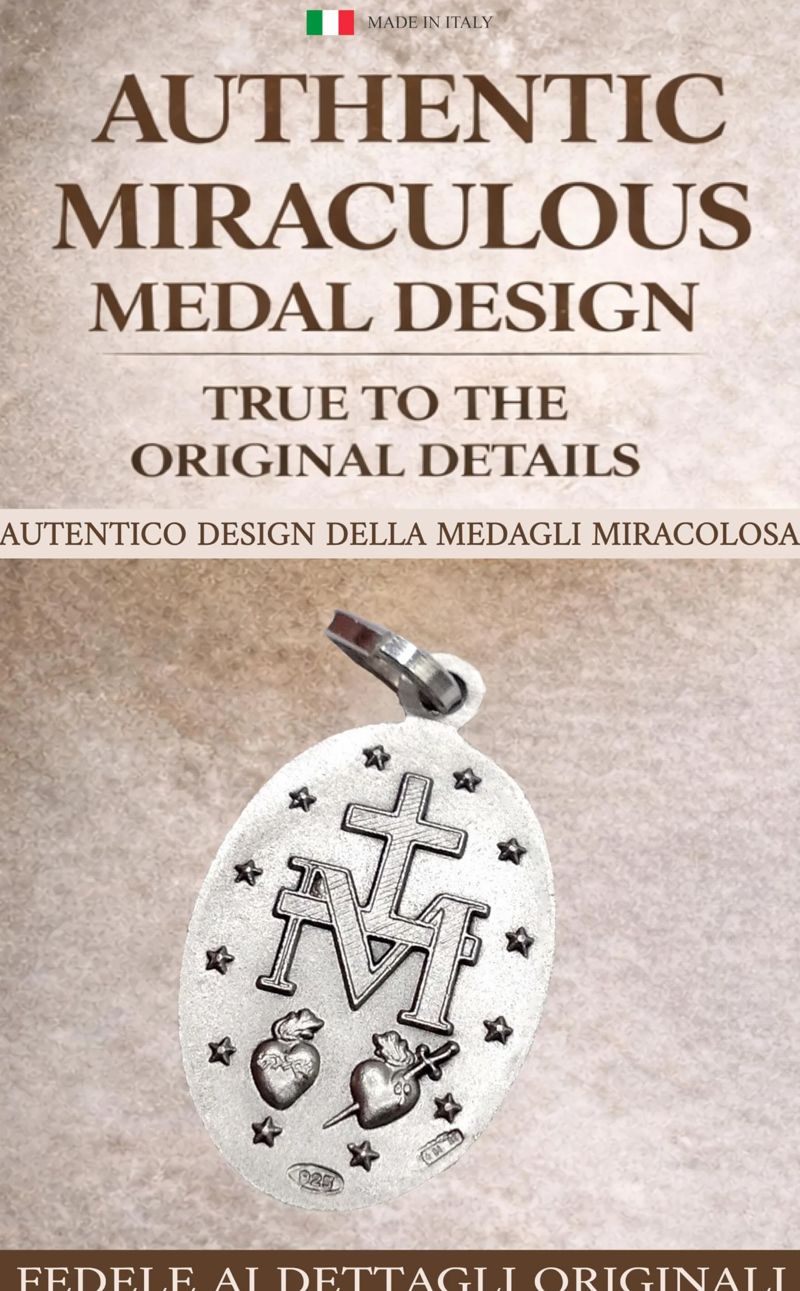 CUDOWNY MEDAL ZE SREBRA 925 - ORYGINALNY - 100% WYKONANY WE WŁOSZECH