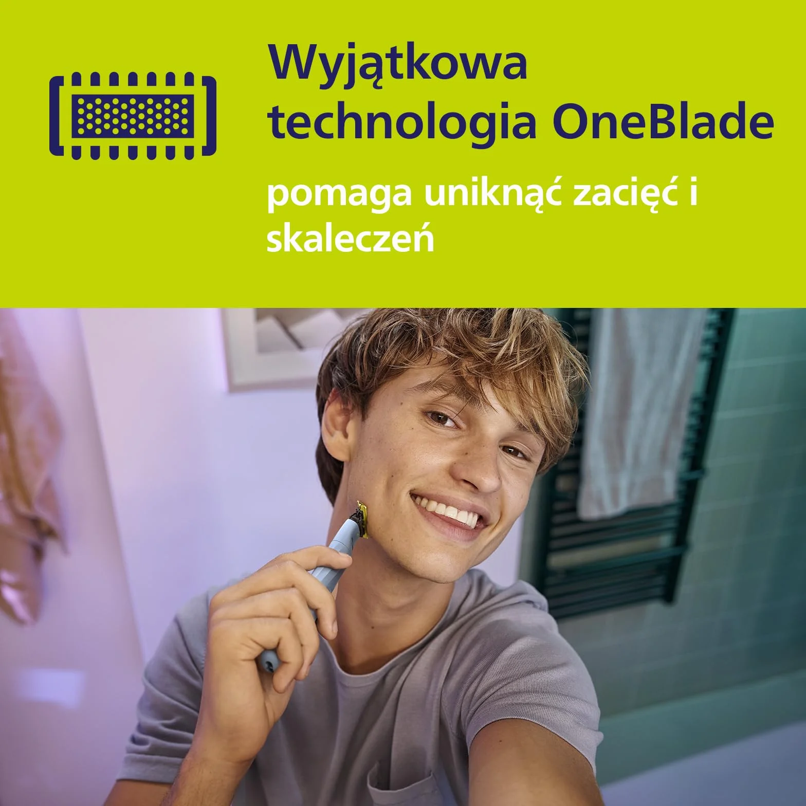 Philips Oneblade First Shave QP1324/30 Hybrydowa Golarka Elektryczna dla Nastolatków