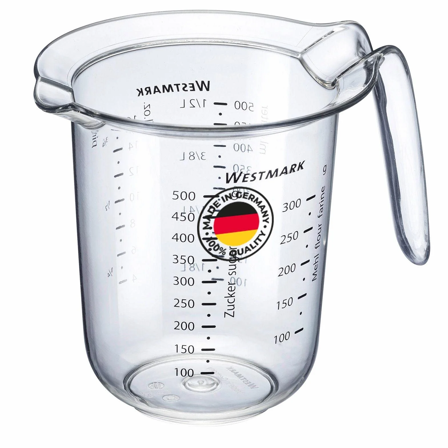 Westmark Dzbanek z miarką, Pojemność: 0,5 l, Wielojęzyczna podziałka w różnych jednostkach, Tworzywo sztuczne, Przezroczysty, 30642270