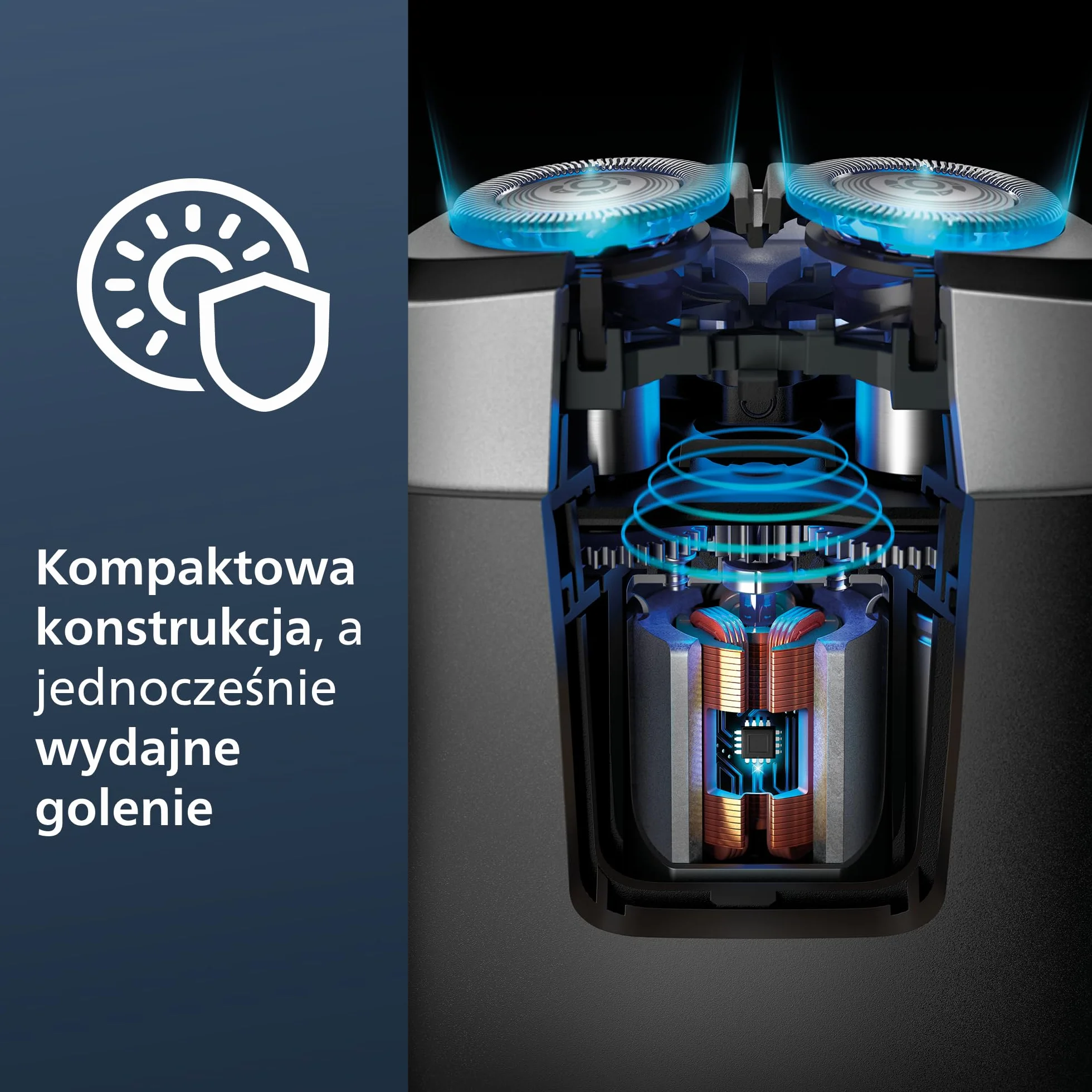 Przenośna golarka Philips, golarka elektryczna na mokro i sucho, system ostrzy ComfortCut, ruchome głowice 3D, kompaktowa konstrukcja, wydajny akumulator, model PQ888/06