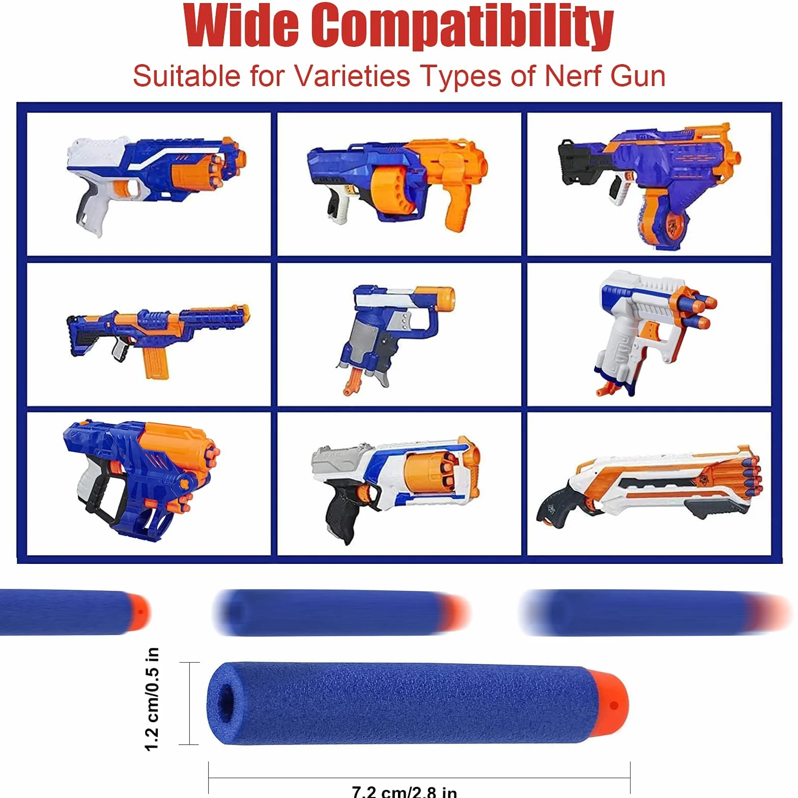 Airlab 200 sztuk pocisków do pistoletu Nerf N-strike elite 2.0 Series X Shot, akcesoria do amunicji do rzutek piankowych 7,2 cm, gry sportowe na świeżym powietrzu dla dzieci