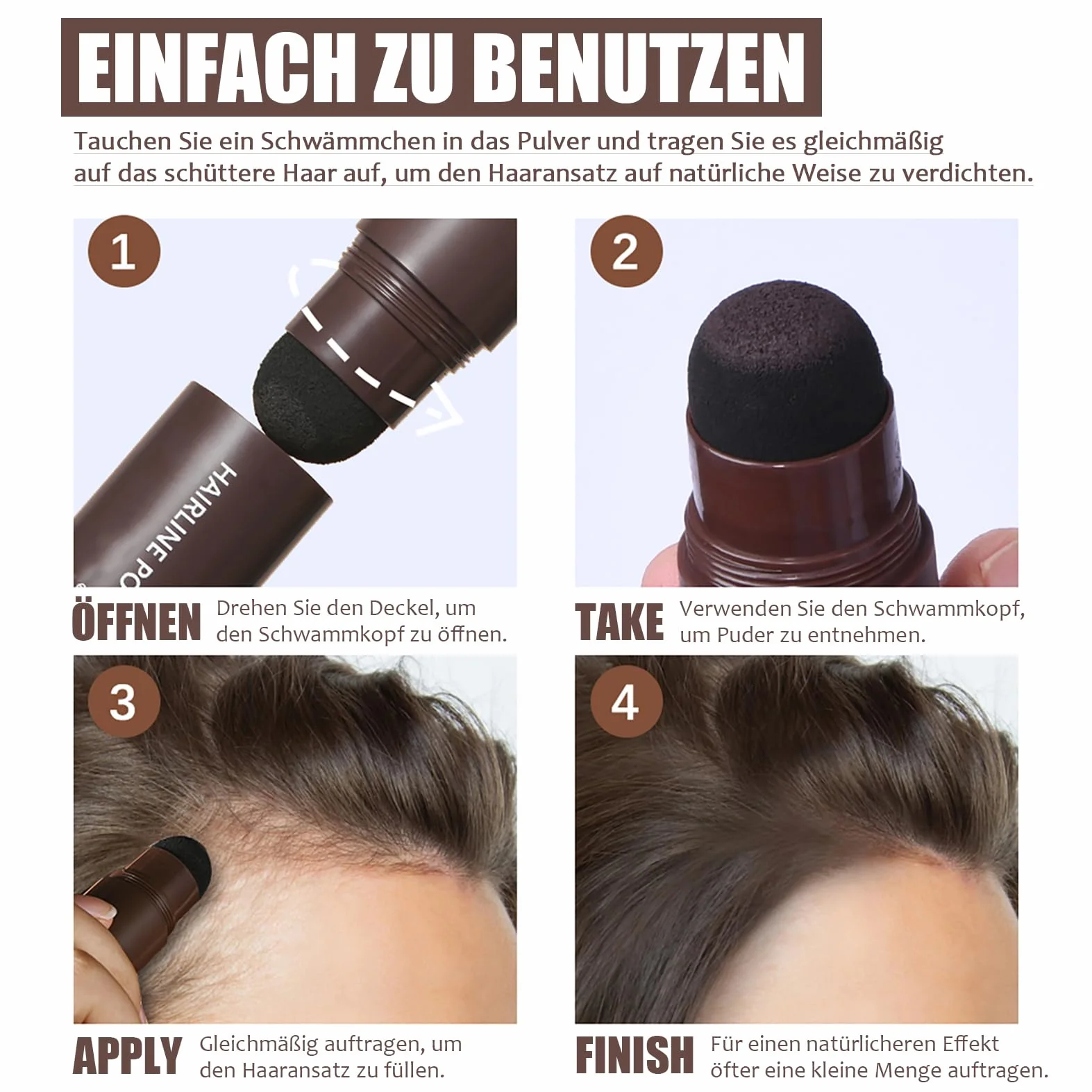 Brązowy puder do usuwania linii włosów, puder do korekcji linii włosów, wodoodporny i odporny na pot, korektor do zagęszczania włosów, trwały, brązowy puder do włosów, naturalny puder do włosów dla