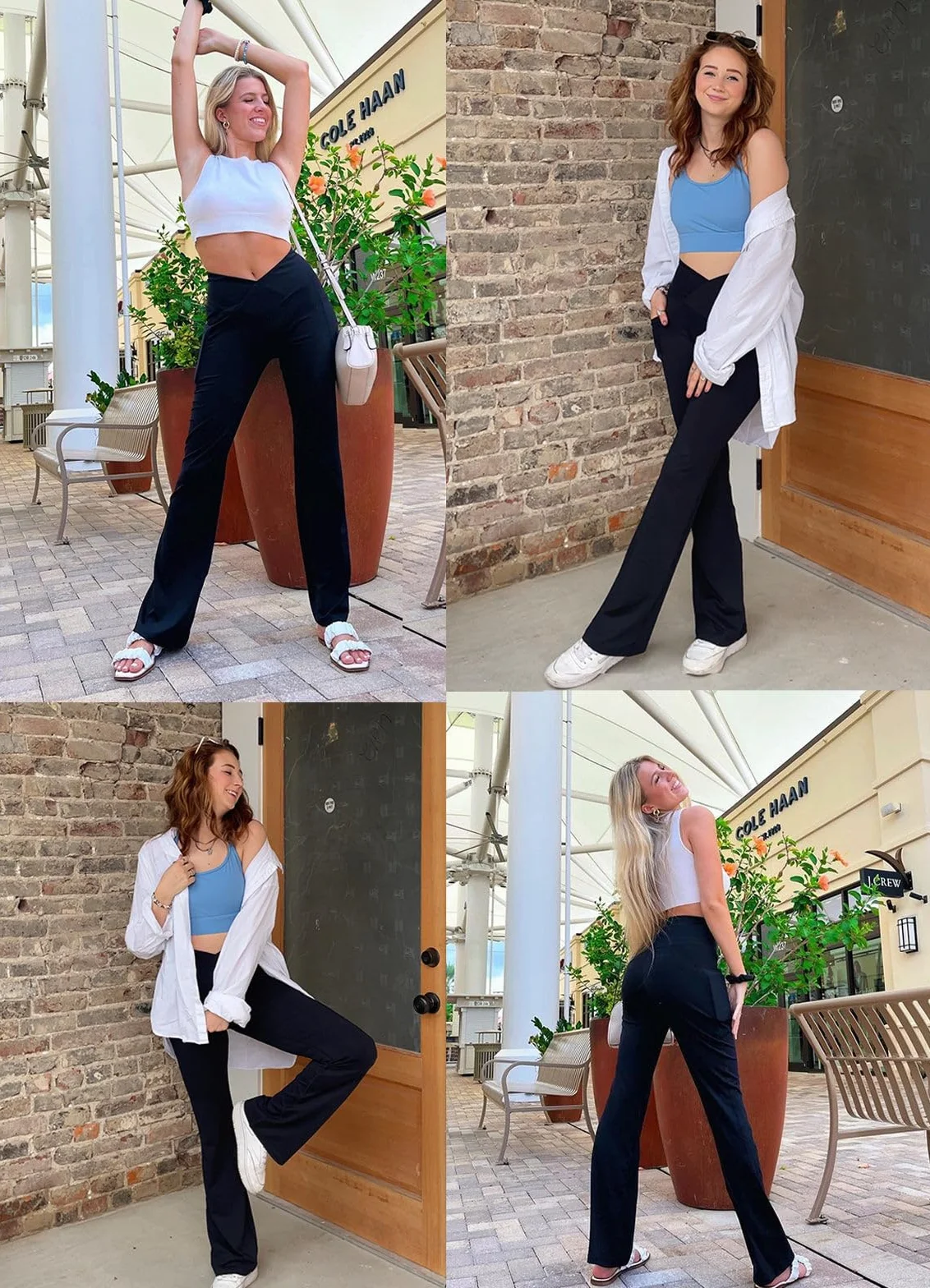 BALEAF Damskie spodnie do jogi z kieszeniami High Waisted Flare legginsy do noszenia na co dzień, do treningu, szerokie nogawki