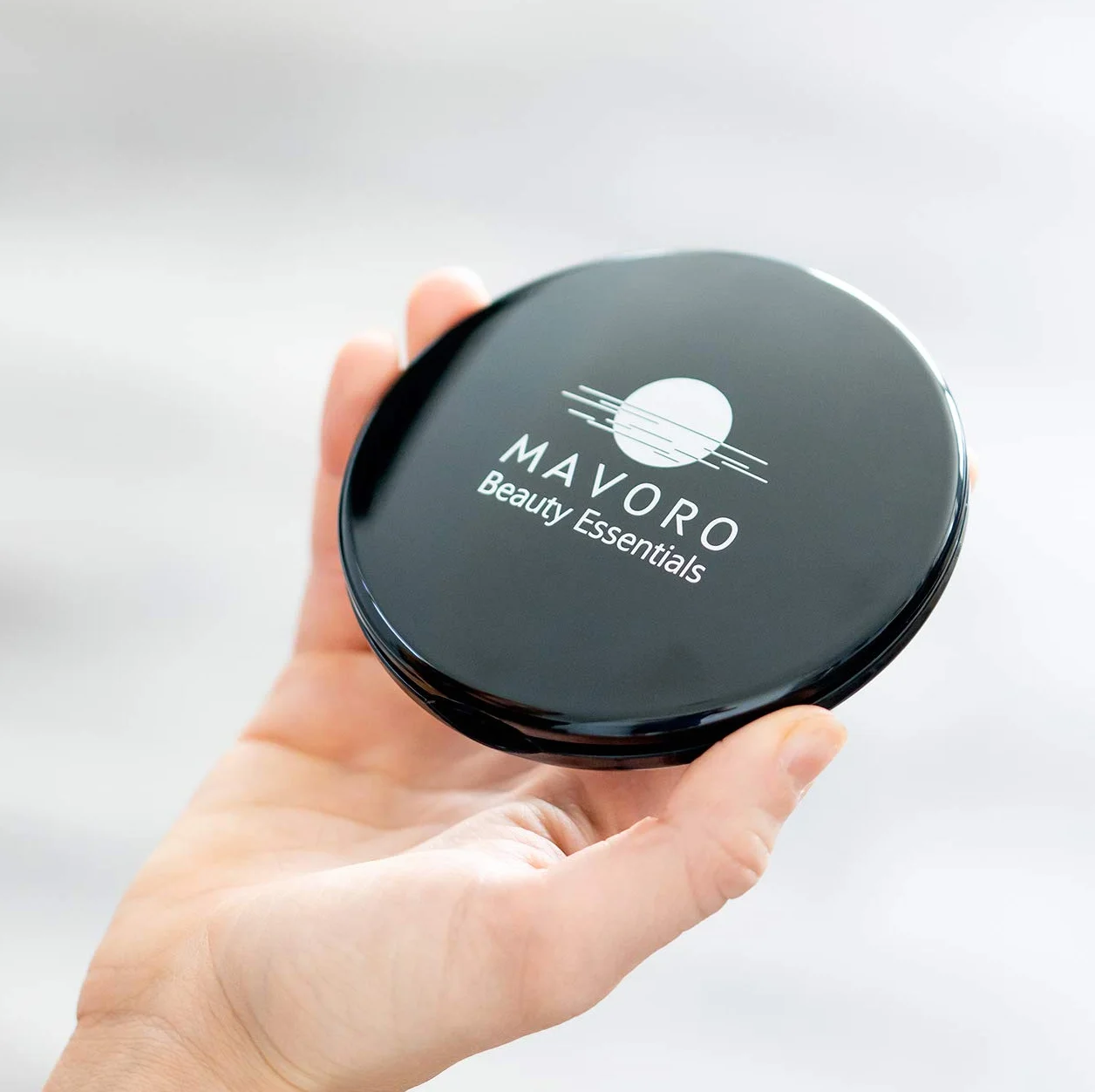 Mavoro Powiększające lusterko kompaktowe do torebki, powiększenie 1x/10-krotne – czarne dwustronne lusterko do makijażu podróżnego, małe lusterko kieszonkowe 10 cm lub lusterko kieszonkowe (Czarny)