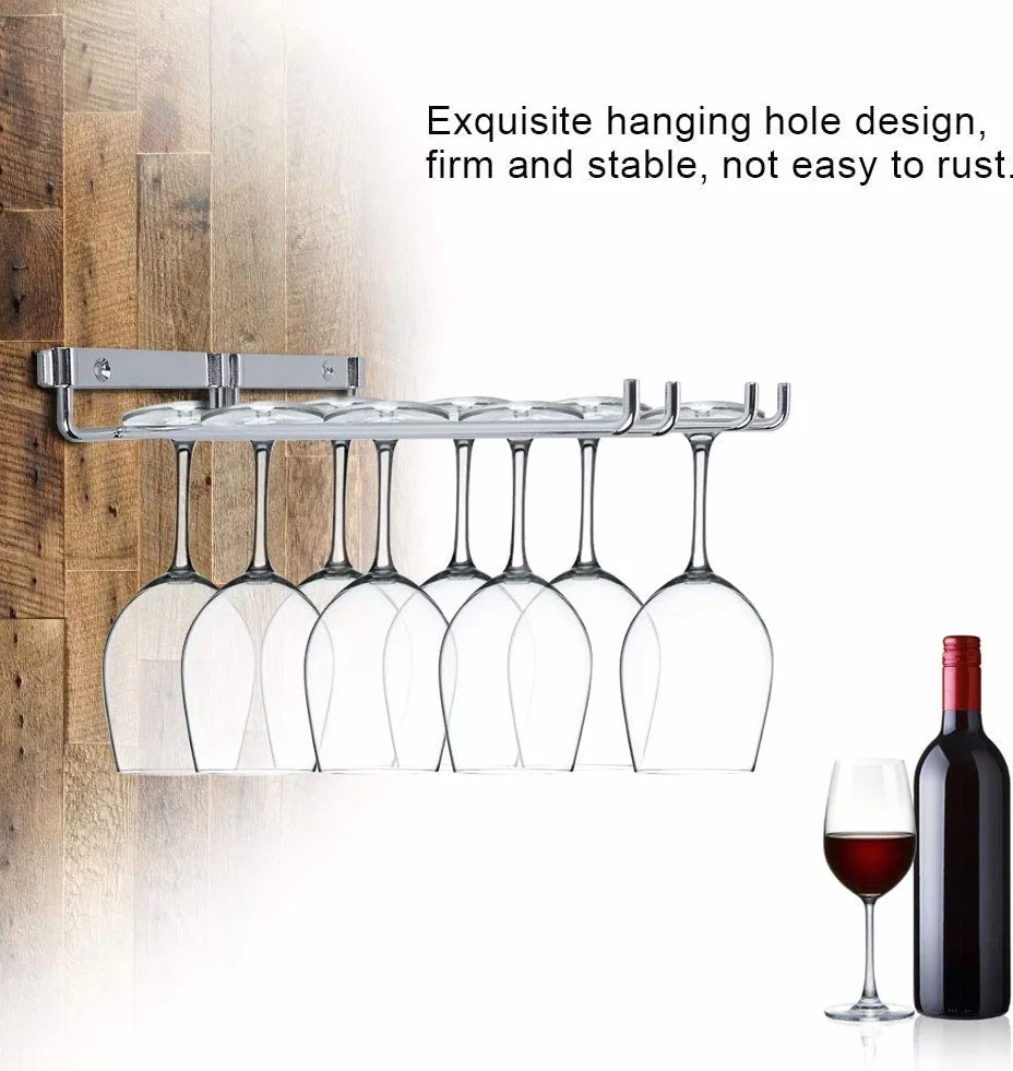 Weinschale Rack, Zweireihig Eisen Chrom Weingläser Halter unter Schrank Regal Wand Stemware Rack für Home Bar (#1)