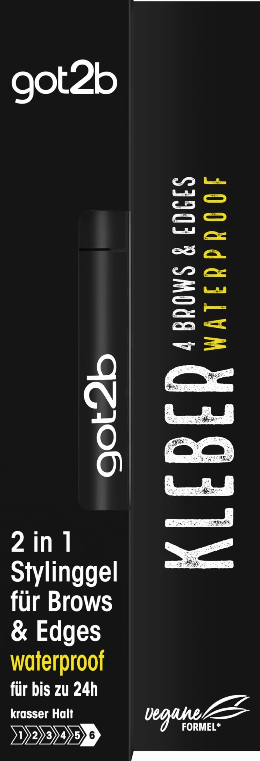 got2b Klej 4 Brows & Edges Waterproof (16 ml), żel do brwi i włosów 2 w 1, odporny na pot i wodę, utrzymuje się do 24 h, z praktyczną szczotką do brwi do stylizacji konturów włosów i krawędzi