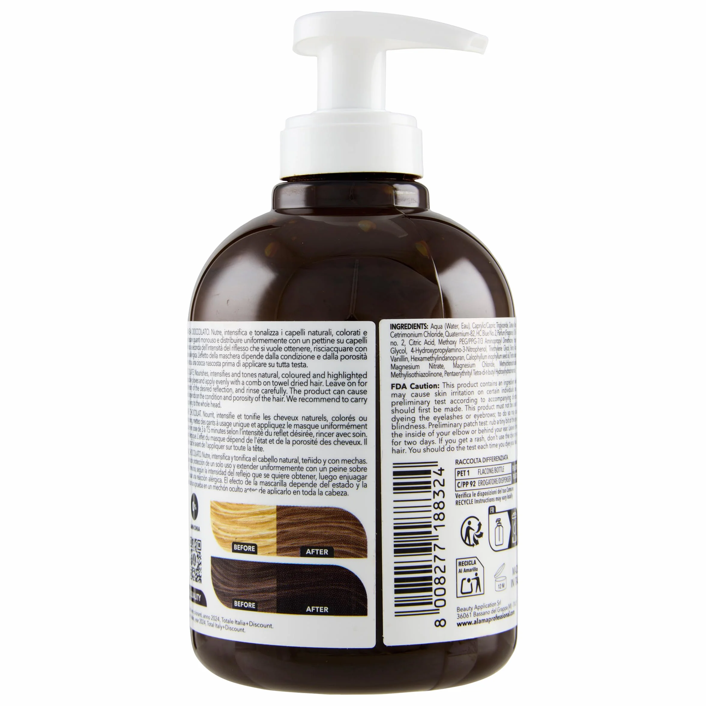 Alama Professional S.O.S Color&Go maska, odblaskowa i ożywcza maska koloryzująca, brązowa, 300 ml