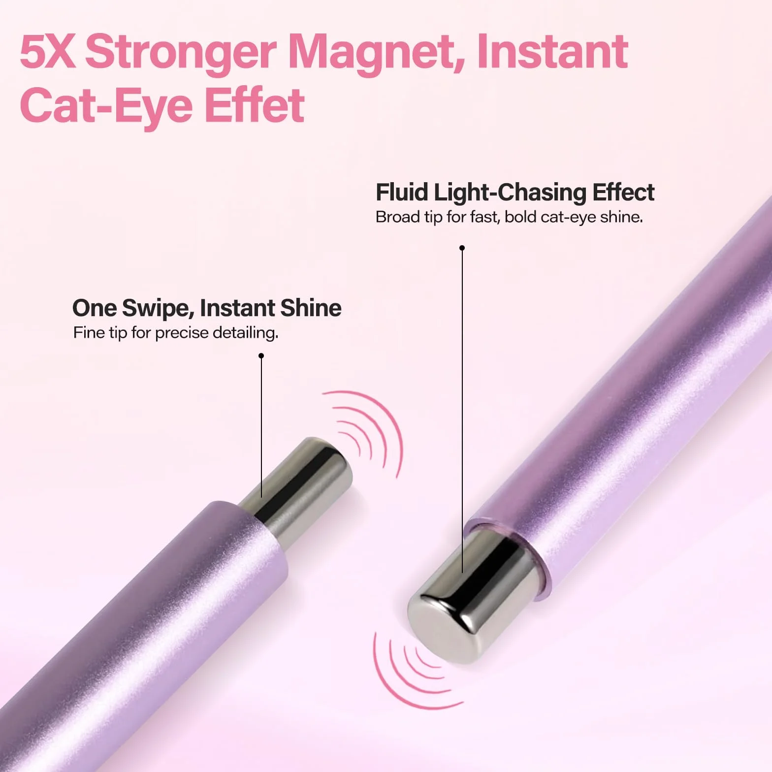 EBANKU Dwustronny Cat Eye Nail Magnet Stick Set, 3 w 1 Magnetyczny Długopis do Zdobienia Paznokci z Okrągłymi Koralikami, żelowy Lakier do Paznokci Cat Eye Magnetic Tools for Nail Salon(Fioletowy)