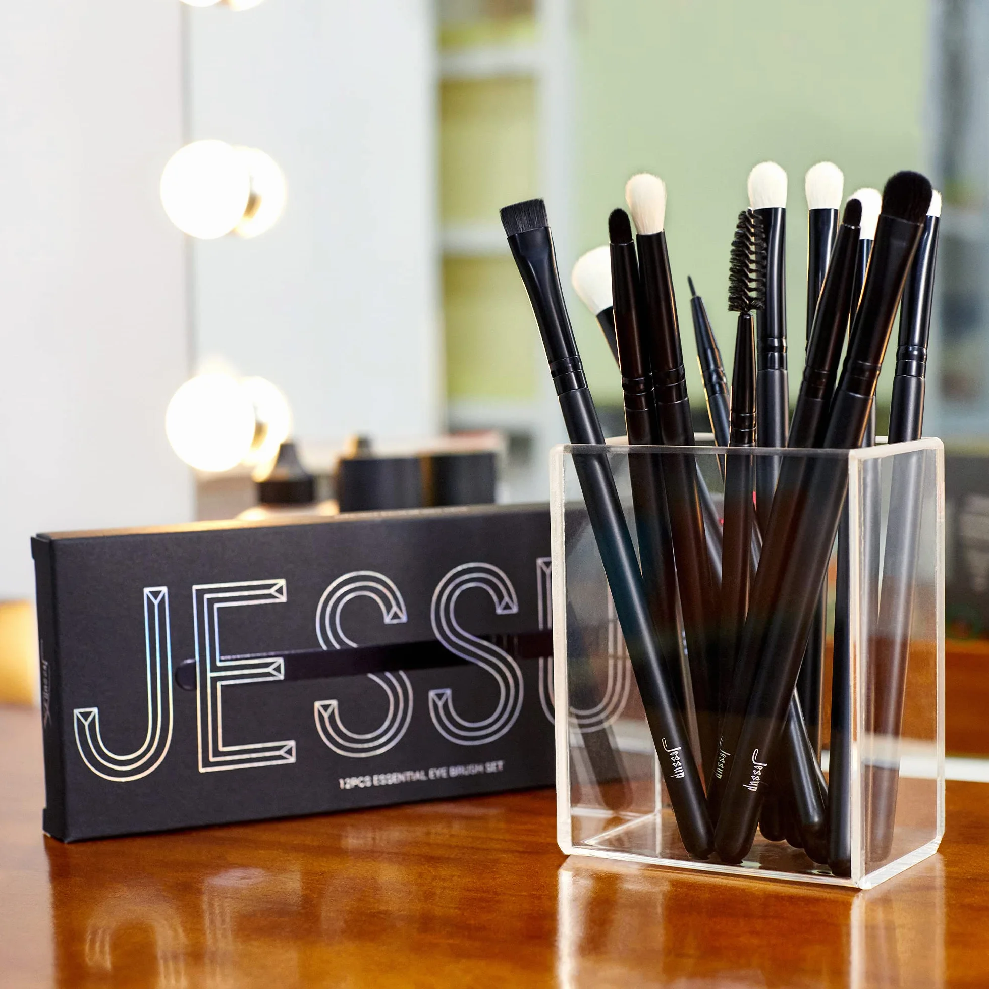 Jessup Zestaw pędzli do makijażu oczu 12 szt. naturalne syntetyczne włosy