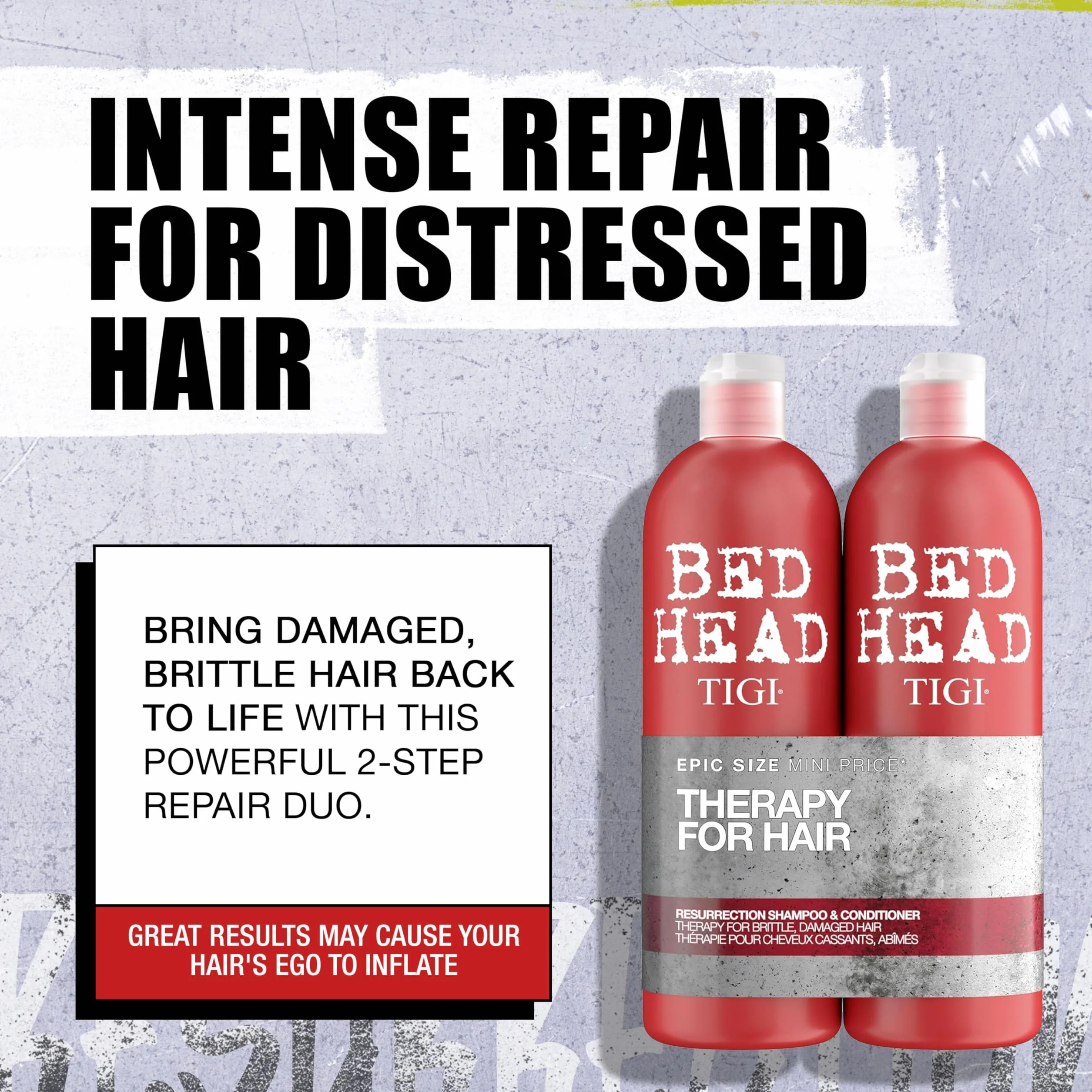 Tigi Bed Head Urban Antidotes Resurrection, Szampon i Odżywka do Włosów Zniszczonych, 2 x 750 ml