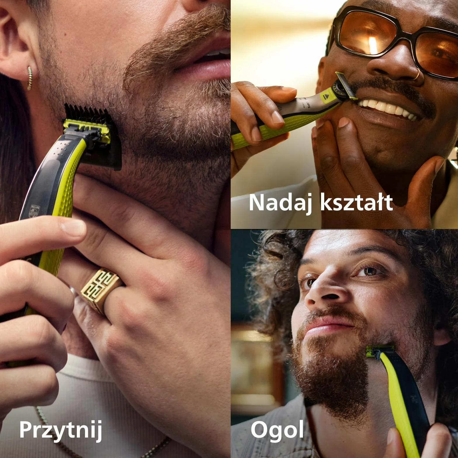 Autentyczny Golarka hybrydowa Philips OneBlade 360 Face — Elektryczny Trymer do Brody i Golarka, z Ostrzem 360, Dwoma Ostrzami 360 do Twarzy, Regulowaną Nasadką do Przycinania 5 w 1