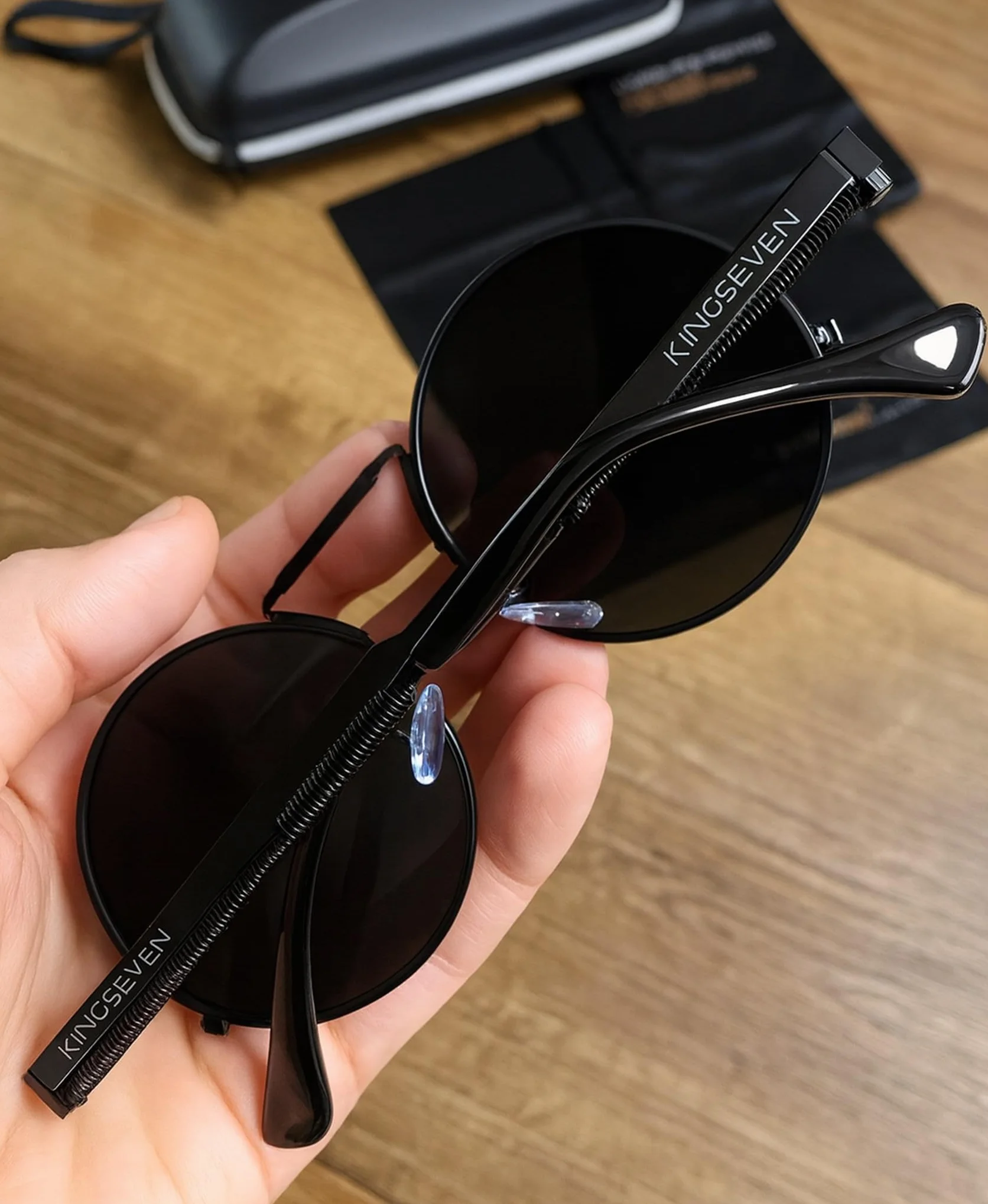 KINGSEVEN OKULARY przeciwsłoneczne Lenon Steampunk Okrągłe Lenonki