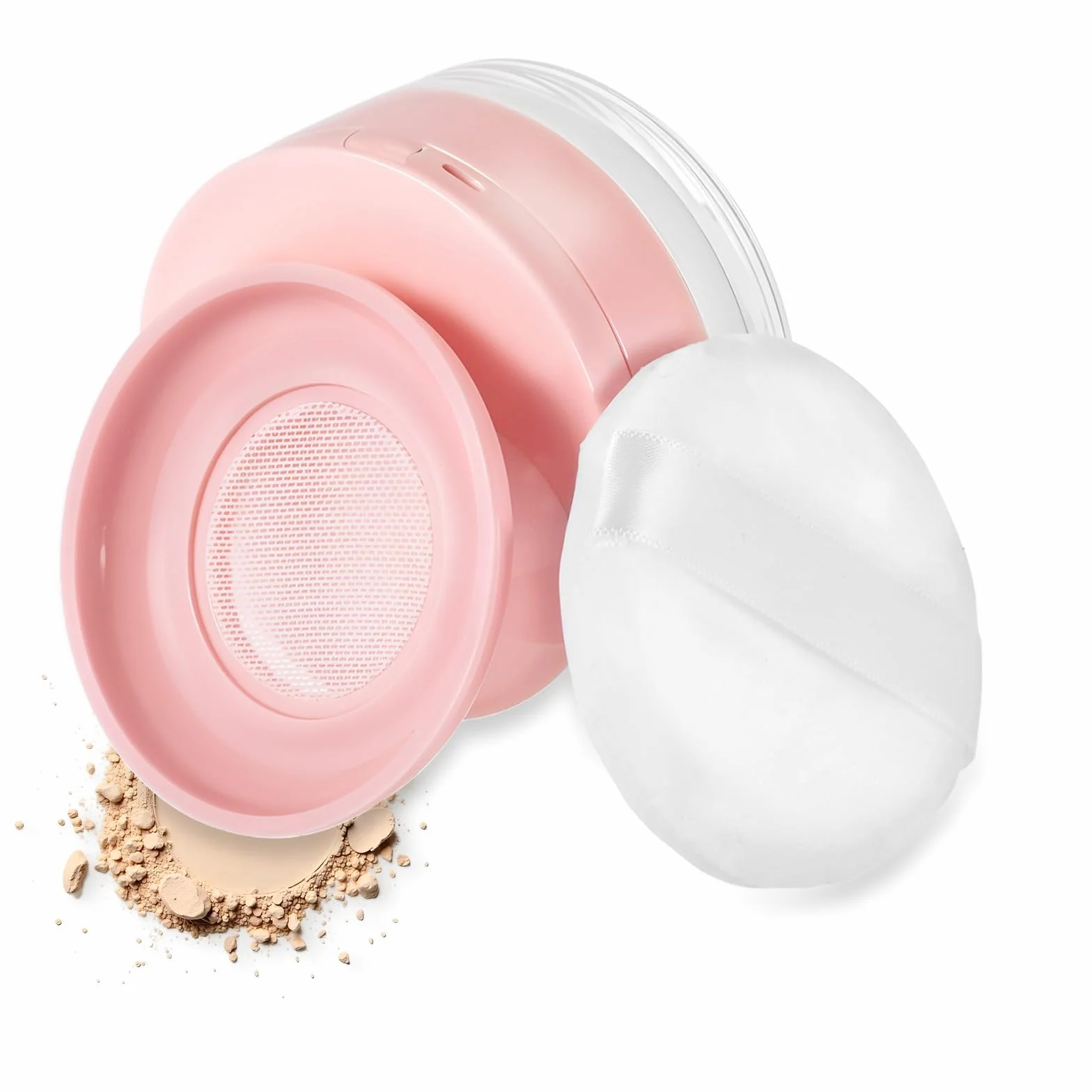 Qianyu Luźny pojemnik na puder z pudru wielokrotnego użytku, pusty futerał na puder, przenośna kompaktowa obudowa, pojemność 20 ml, narzędzie do makijażu do wielokrotnego napełniania, z lustrem i