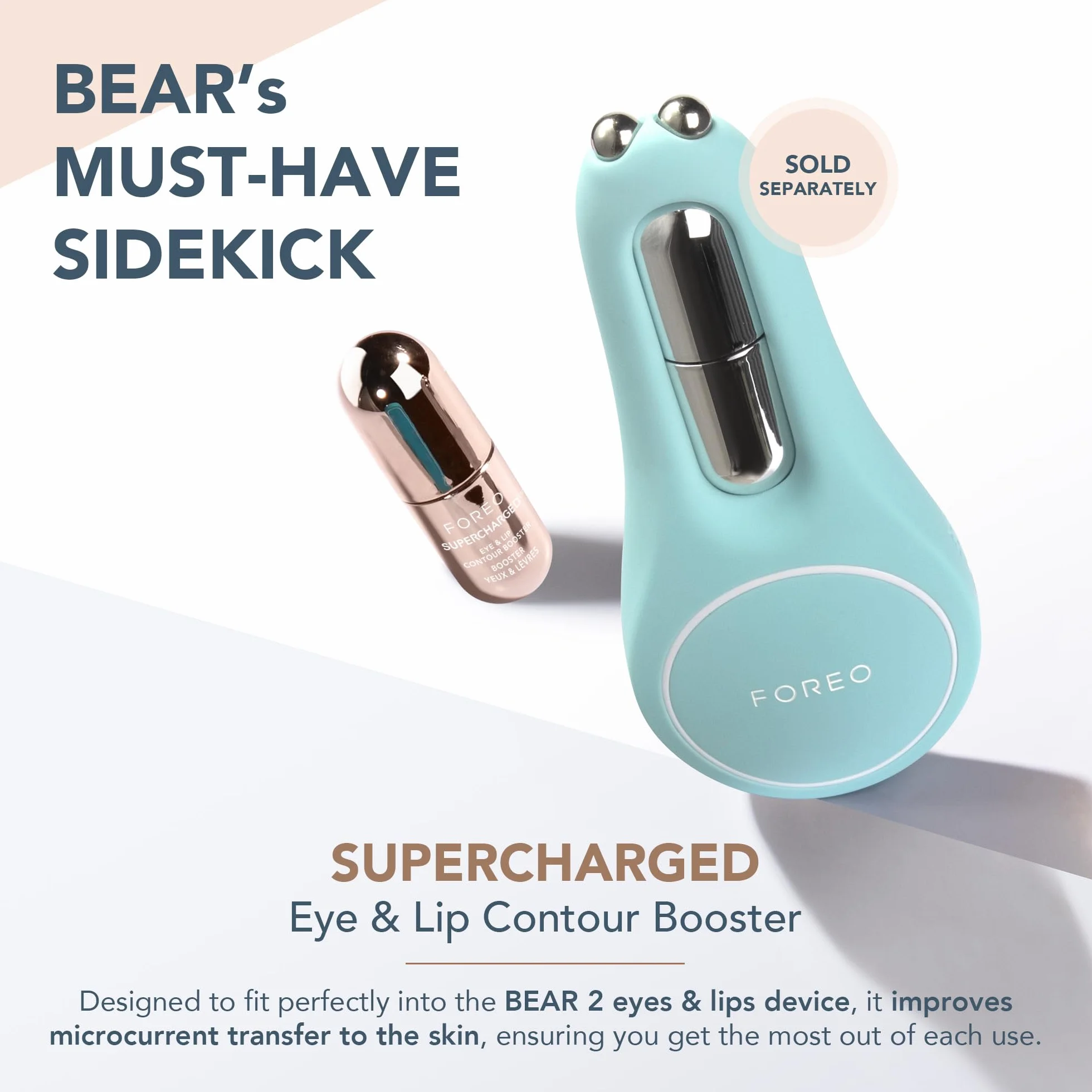 FOREO SUPERCHARGED serum wzmacniające kontur oczu i ust – przewodzący krem pod oczy – serum niacynamidowe – przeciw starzeniu – plumping ust i przeciw cienie pod oczami – praktyczny rozmiar – 3 x 3,5