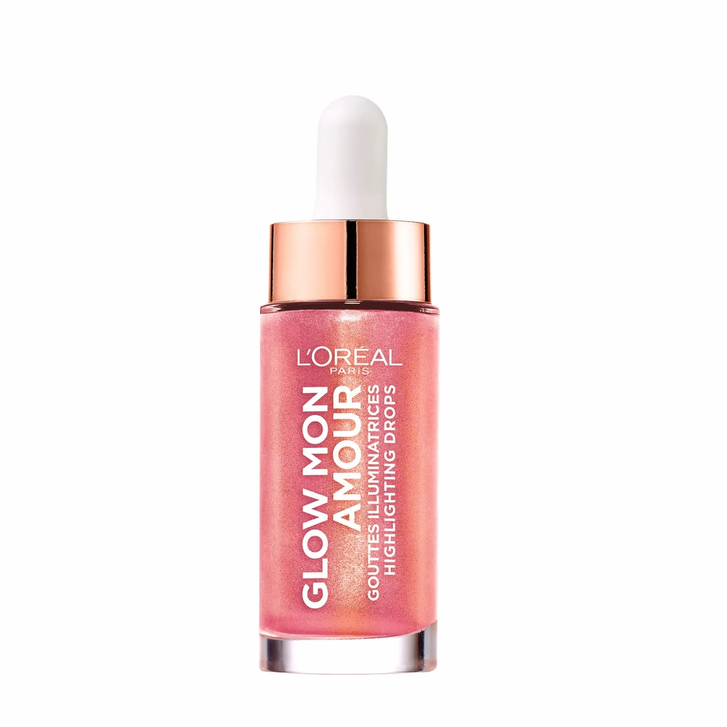 L'Oréal Paris Płynny róż i rozświetlacz, płynny róż dla świeżej cery, Glow Mon Amour Highlighting Drops, 04 Melon Dollar Baby, 1 x 15 ml