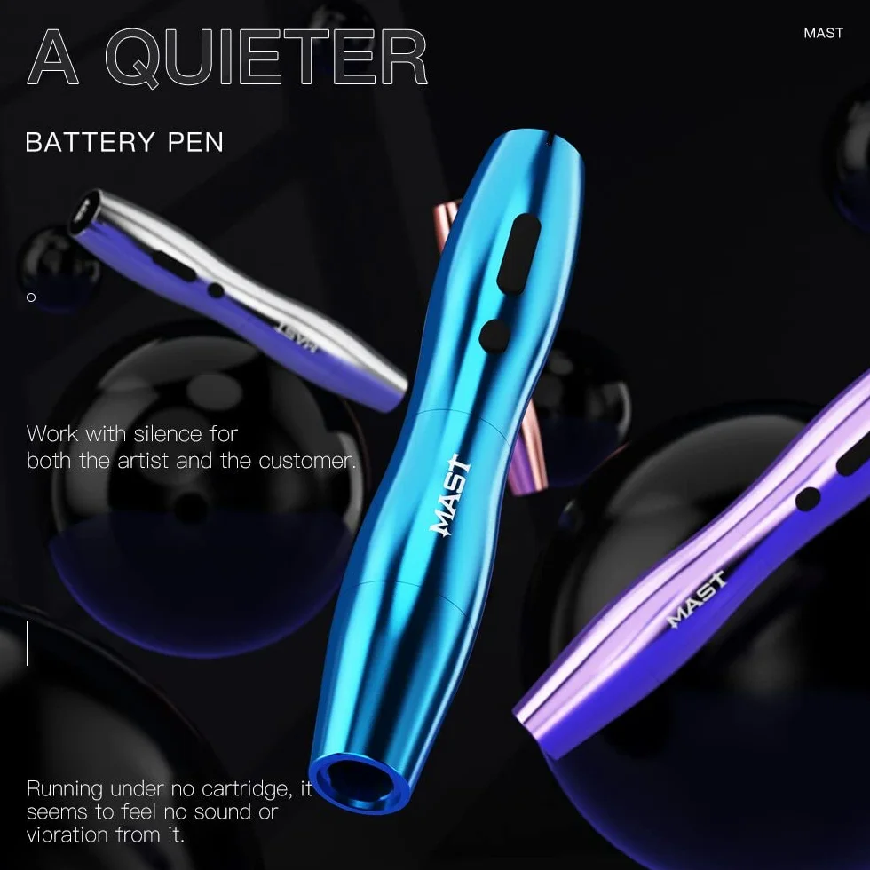 Mast P20 Wireless Tattoo Pen 2.5mm Stroke Rotary Machine for Eyebrow Eyeliner Lip (2 batteries)