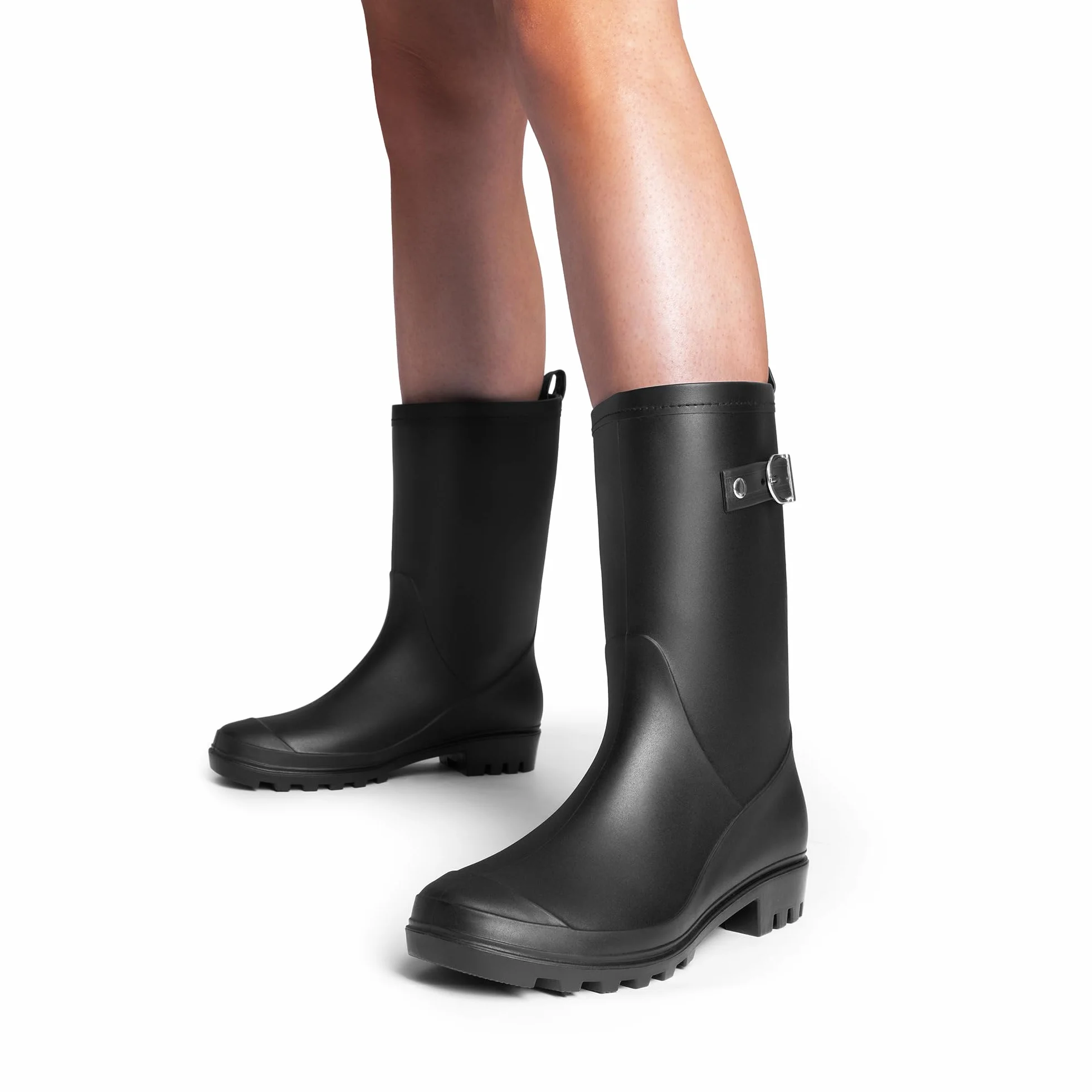 DREAM PAIRS Damskie nowoczesne kowbojskie buty westernowe, do połowy łydki, okrągły nosek, masywny obcas, kowbojka, wiejskie botki z zakładkami