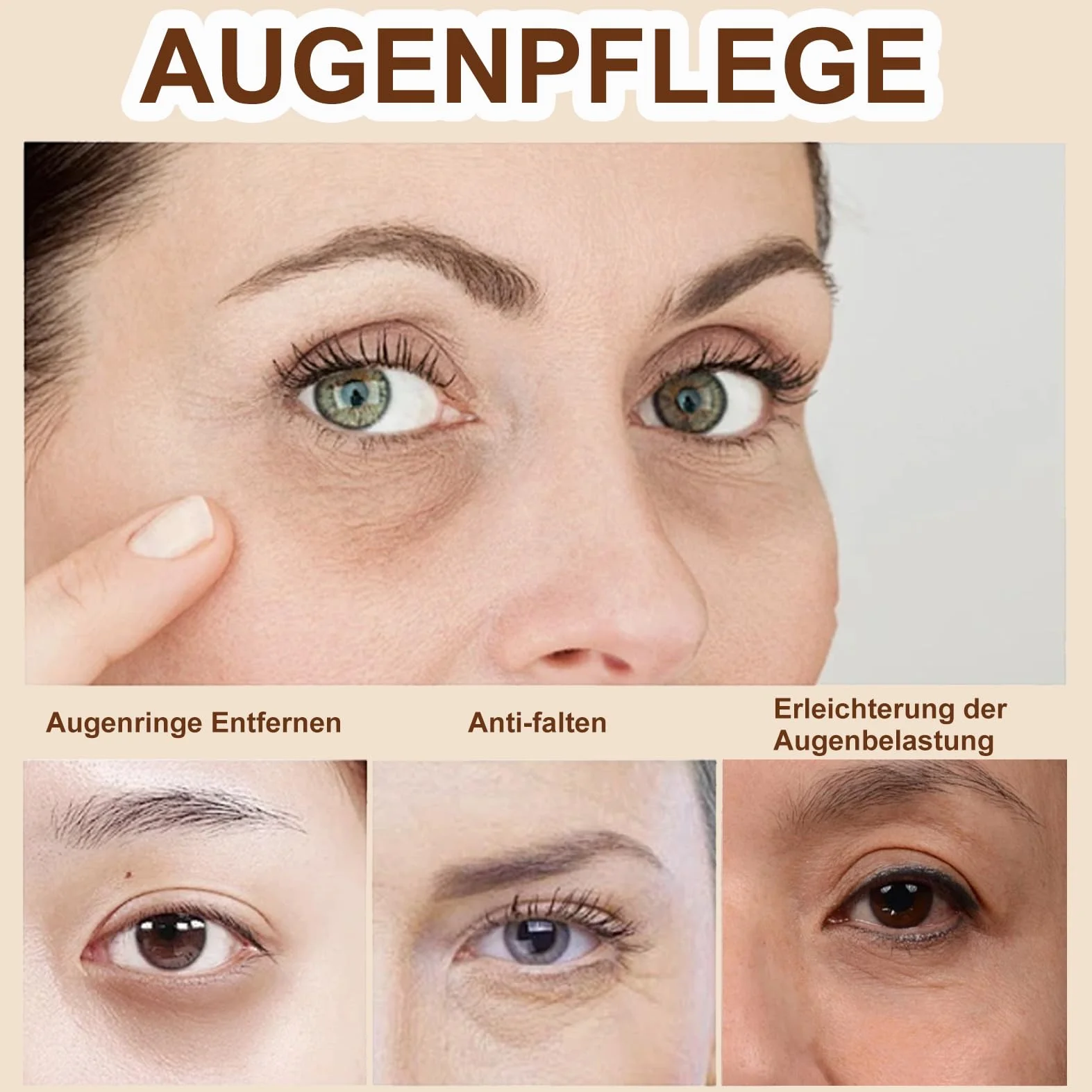 Serum do oczu z kofeiną, krem pod oczy przeciwko obrzękom i cieniami, serum przeciwstarzeniowe z 360° kulką do masażu, serum eliminujące cienie pod oczami – pielęgnacja oczu zmniejszająca worki pod