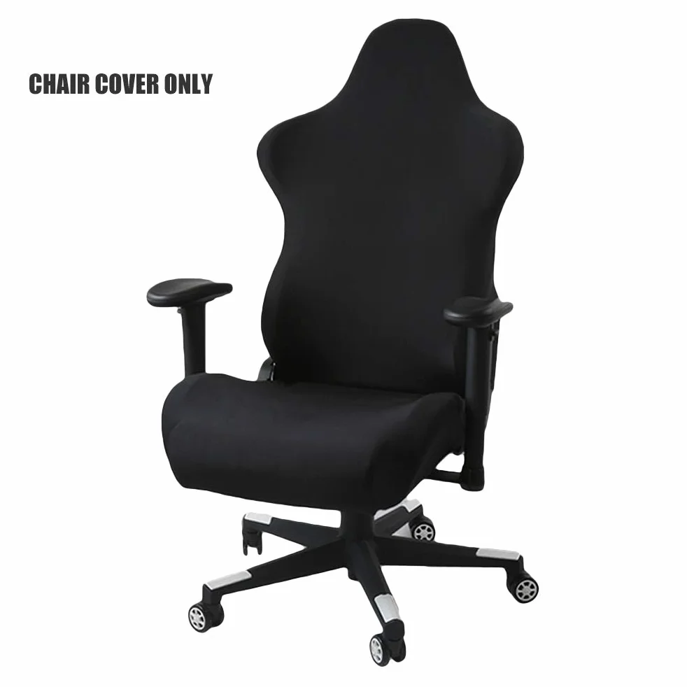 Czarne rozciągliwe krzesło do gier pokrowce Screwcoovers - Ergonomiczne krzesło biurowe