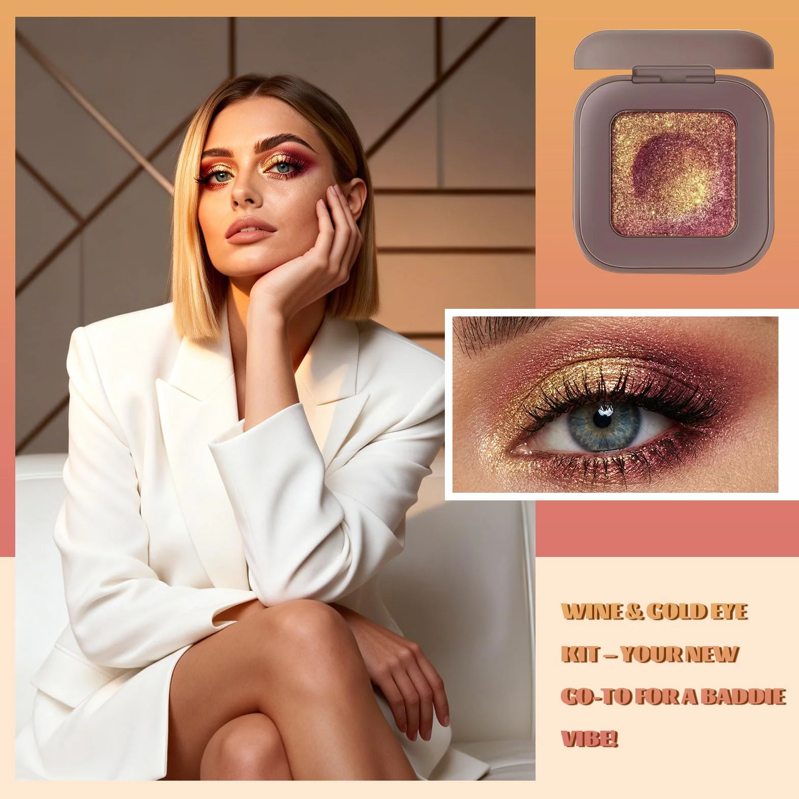 Duochrome Burgundy Gold Glitter paleta cieni do powiek, holograficzny kameleon bogaty kolor połyskujący, kolor Shift Sparkle Inner Corner Eye rozświetlacz, paleta rozświetlaczy do makijażu na