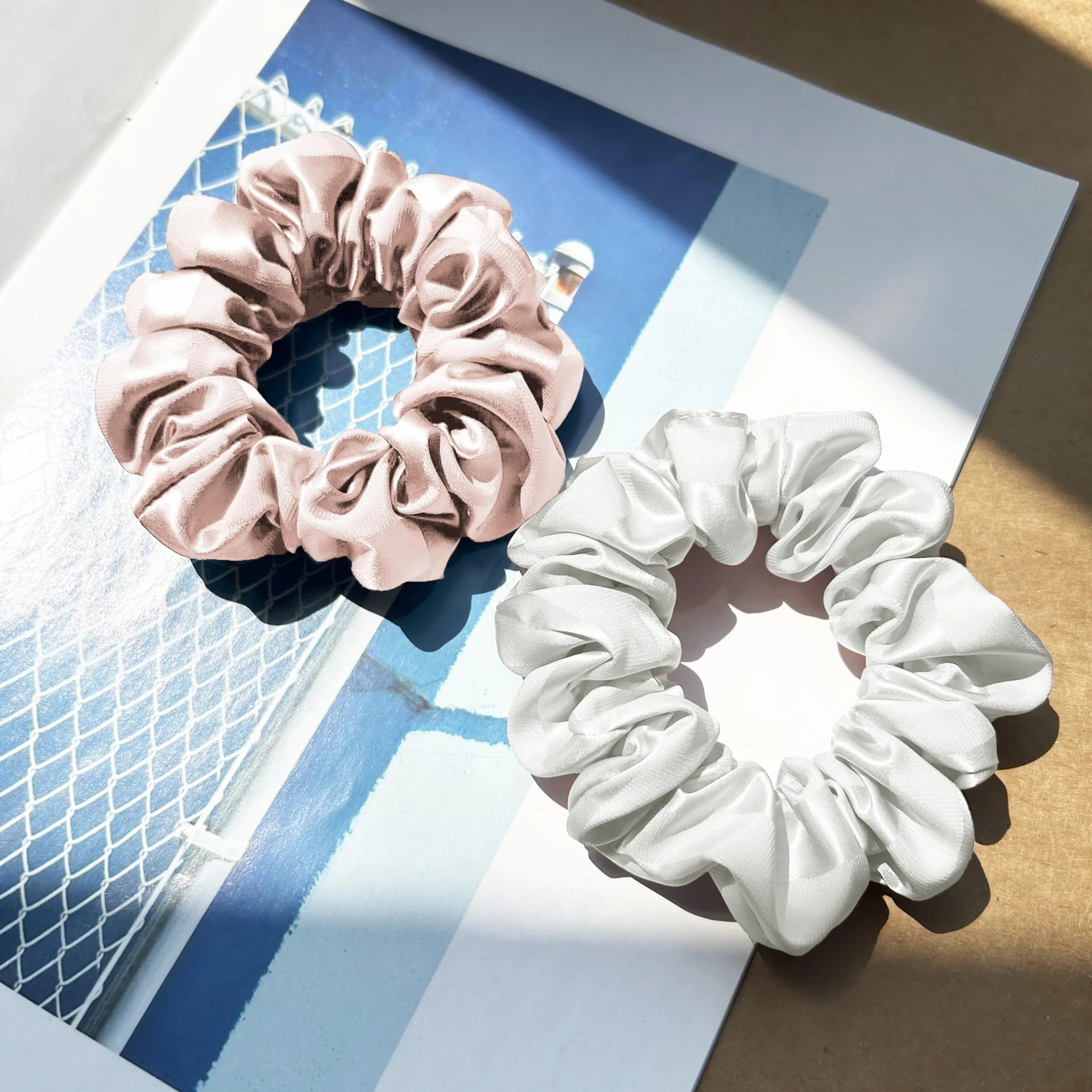 Jedwabne Scrunchie Zestaw 2 sztuk, 100% jedwab morwowy 6A/22 momme, Öko-Tex, elastyczny