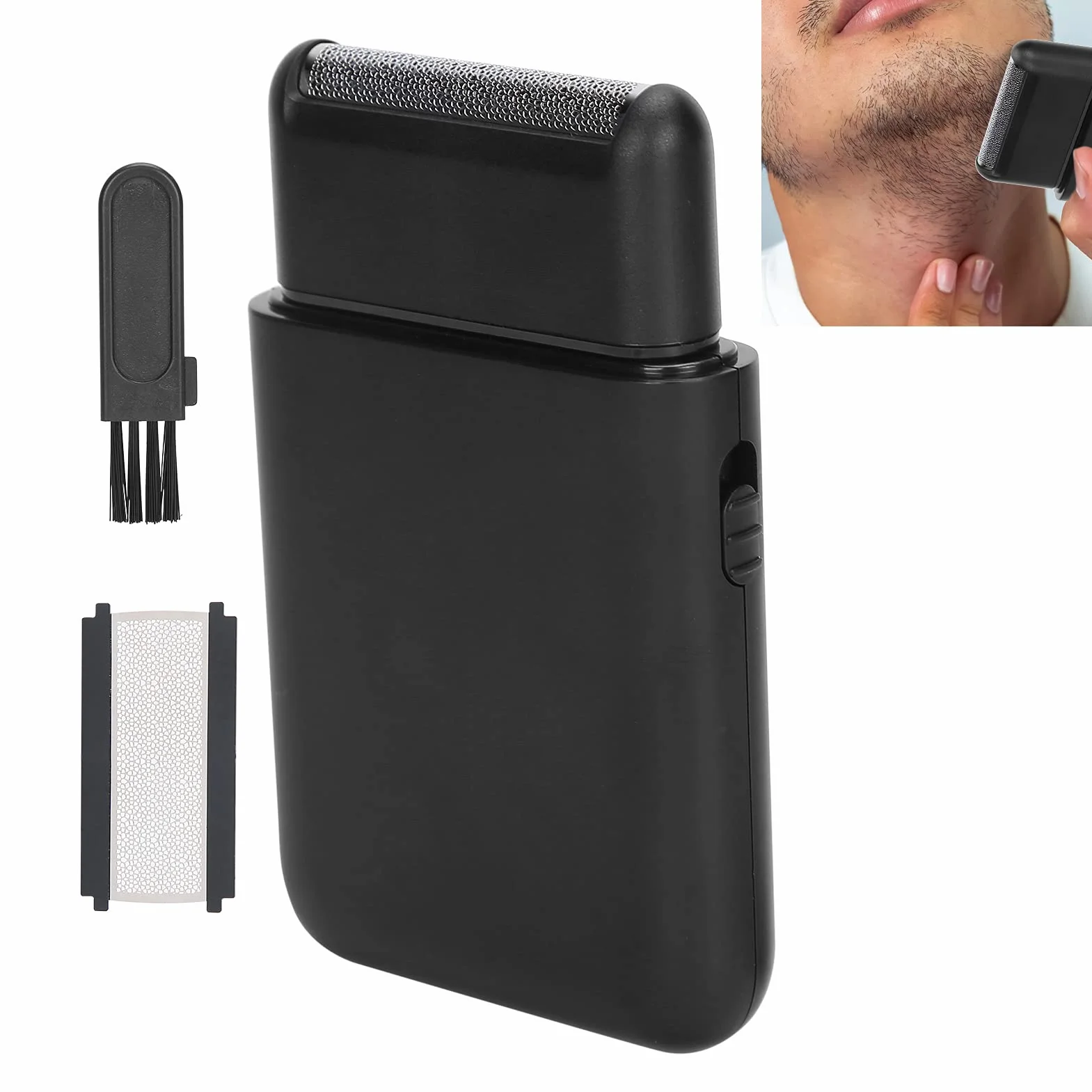 Ładowanie USB elektryczna golarka podróżna przenośna męska golarka foliowa trymer do brody (czarna), golarki obrotowe
