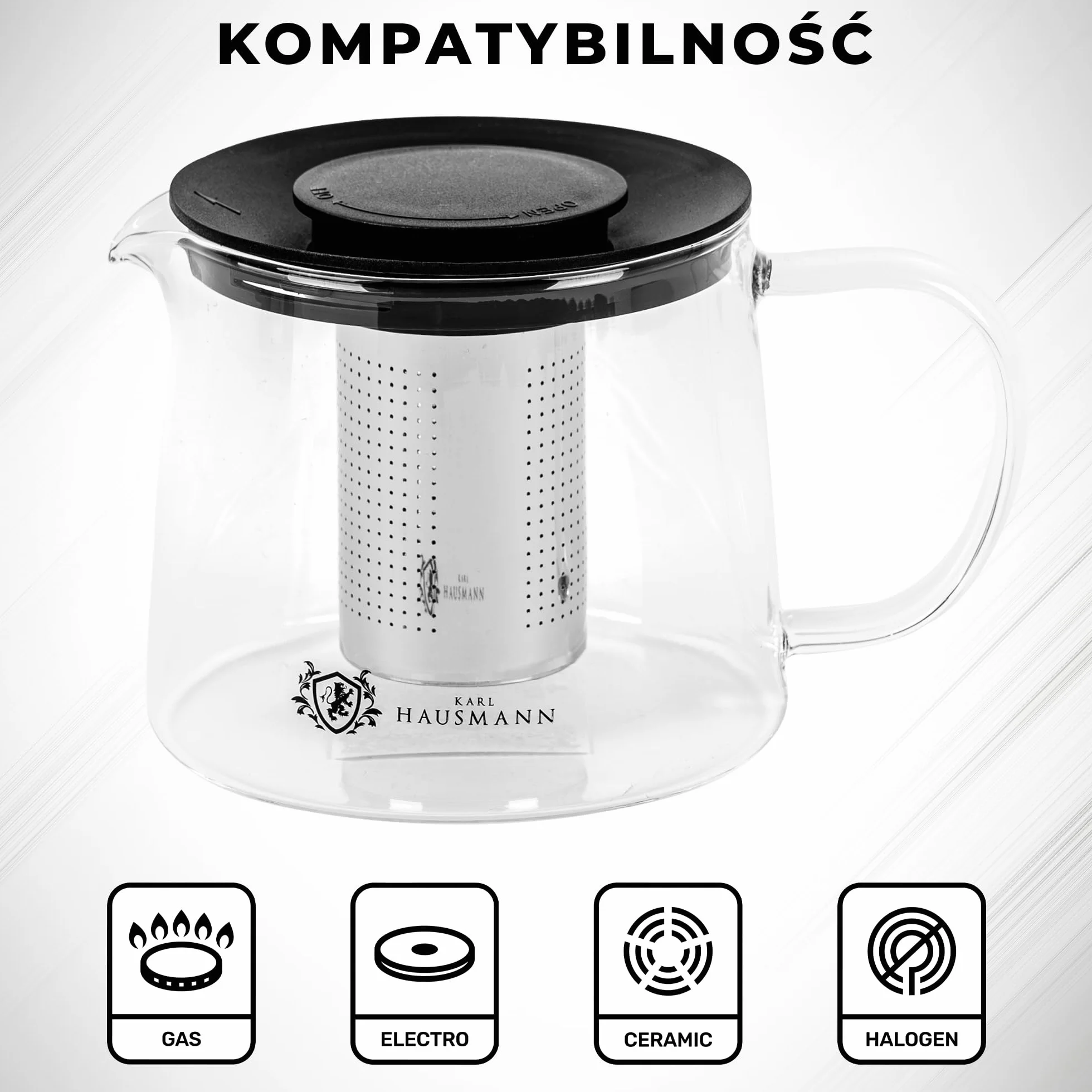 KARL HAUSMANN Dzbanek Szklany 1.5L z Zaparzaczem - Dzbanek na Kuchenkę (gaz, ceramiczna, elektryczna) | Zaparzanie Bezpośrednie, bez Kapania, Zmywarka