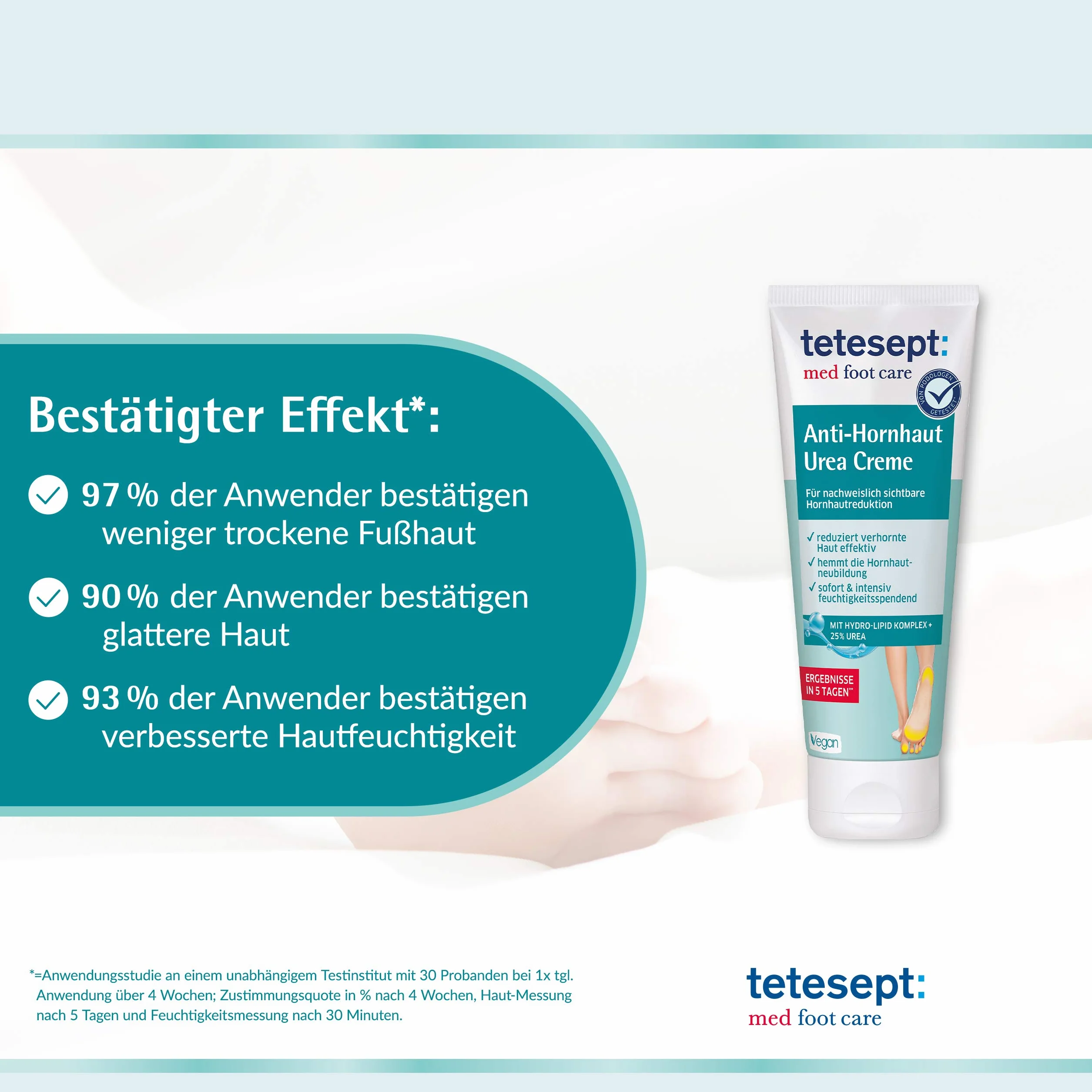 tetesept Intensywny krem przeciw rogówce – krem do stóp z kompleksem hydrolipidów i mocznikiem 25% – maść do stóp dla skutecznego i widocznego zmniejszenia rogówki, 1 x 75 ml