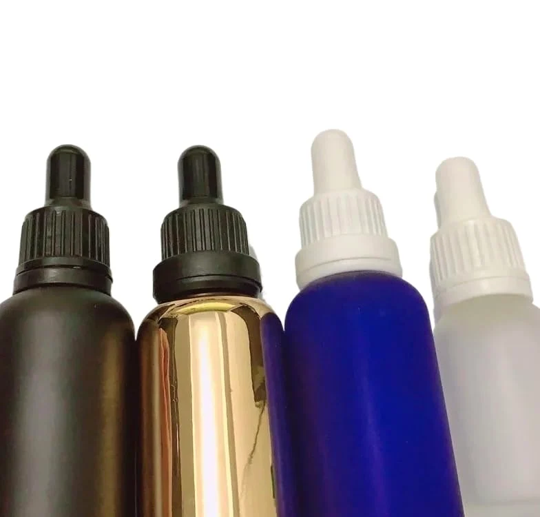 100 sztuk czarno-białych szklanych zakraplaczy 18 mm ze szczelnymi nakrętkami puste akcesoria do dozowania(A2 All White Dropper,30ml)