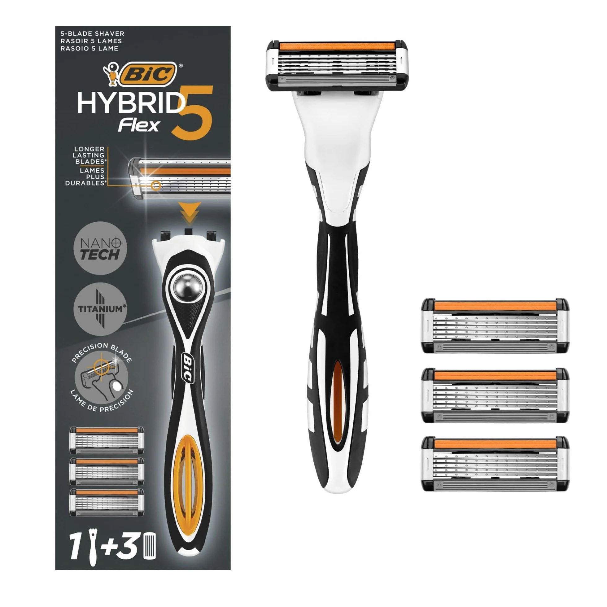 BIC Hybrid 5 Flex męska maszynka do golenia z wkładami 5 ostrzy tytan Nanotech 1+3 szt