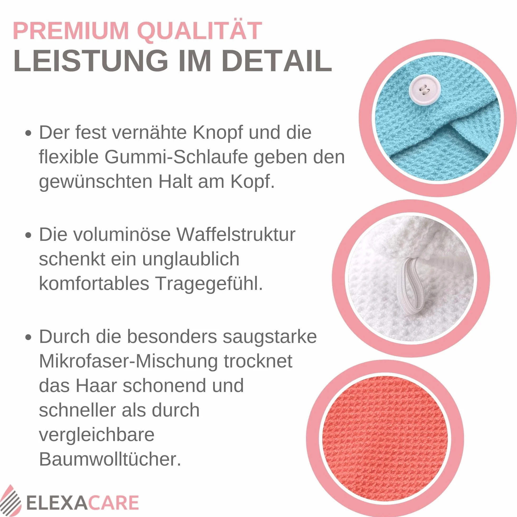 turban do włosów, ręcznik z guzikiem (2 sztuki, jasnoniebieski), ręcznik z mikrofibry na głowę i długie włosy