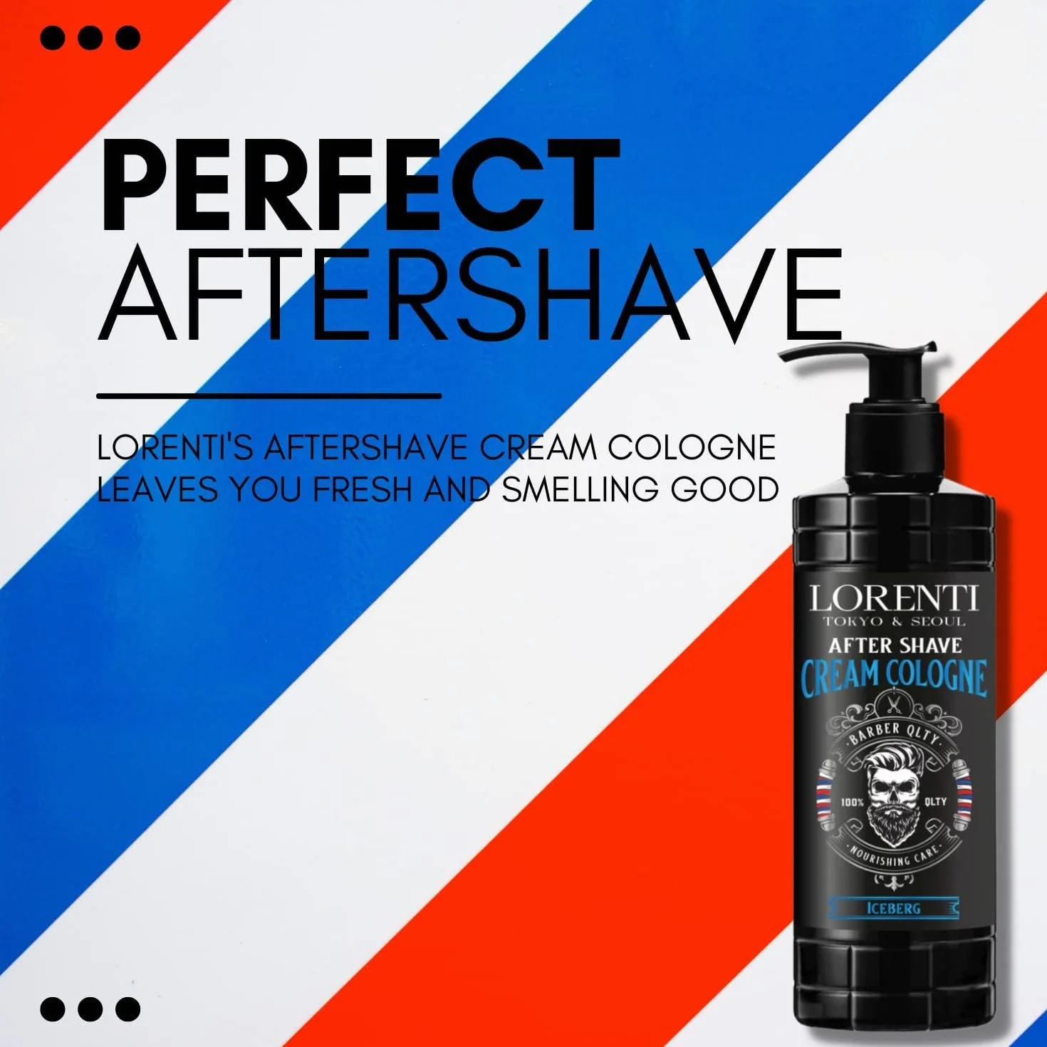 LORENTI TOKYO & SEOUL Barber After Shave Cream Cologne Lotion męski 400 ml lodowy | balsam po goleniu | Żel po goleniu fryzjerski