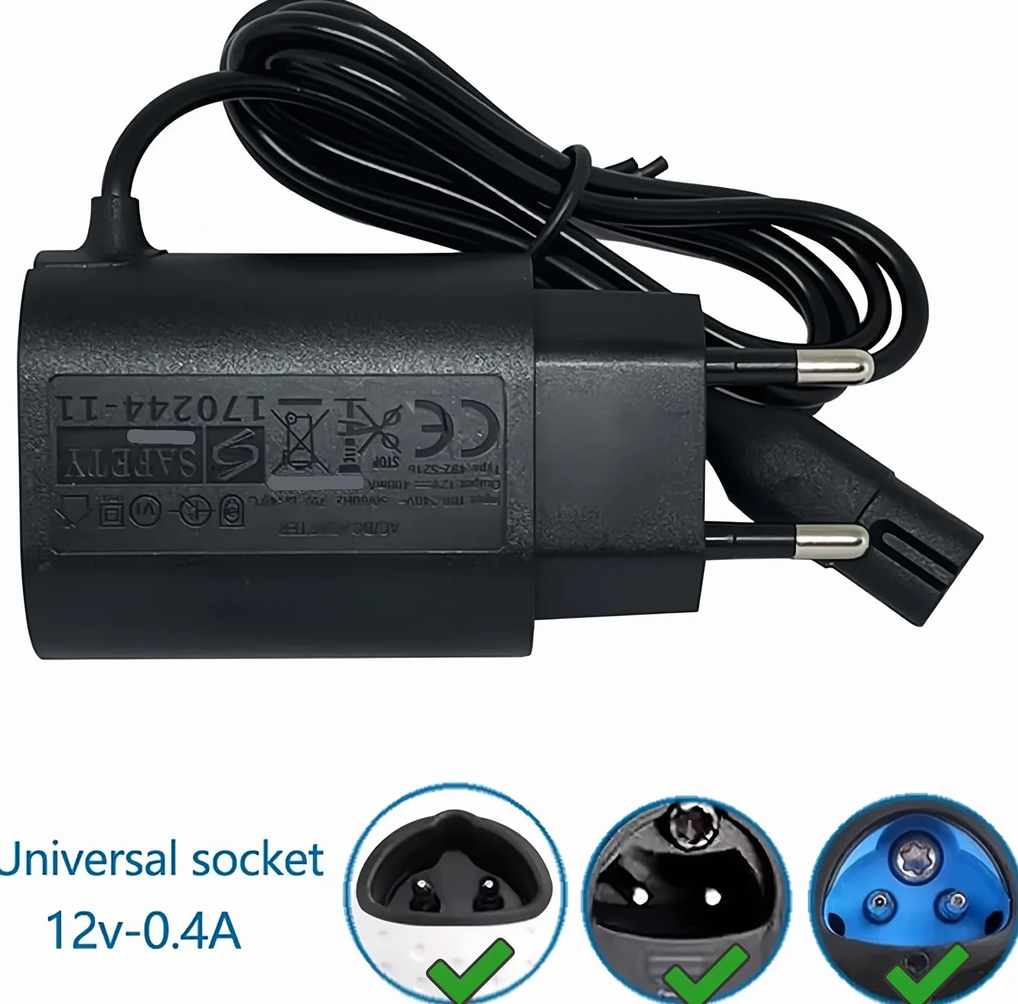 12 V 0,4 A ładowarka zamienna do golarek Braun Series 1 2 3 4 5 6 7 8 9, kompatybilna z 190s 3020S 3040S 5040S 720S 7865cc 9090cc, trymerem i depilatorem Silk épil, kabel do ładowania 1 m