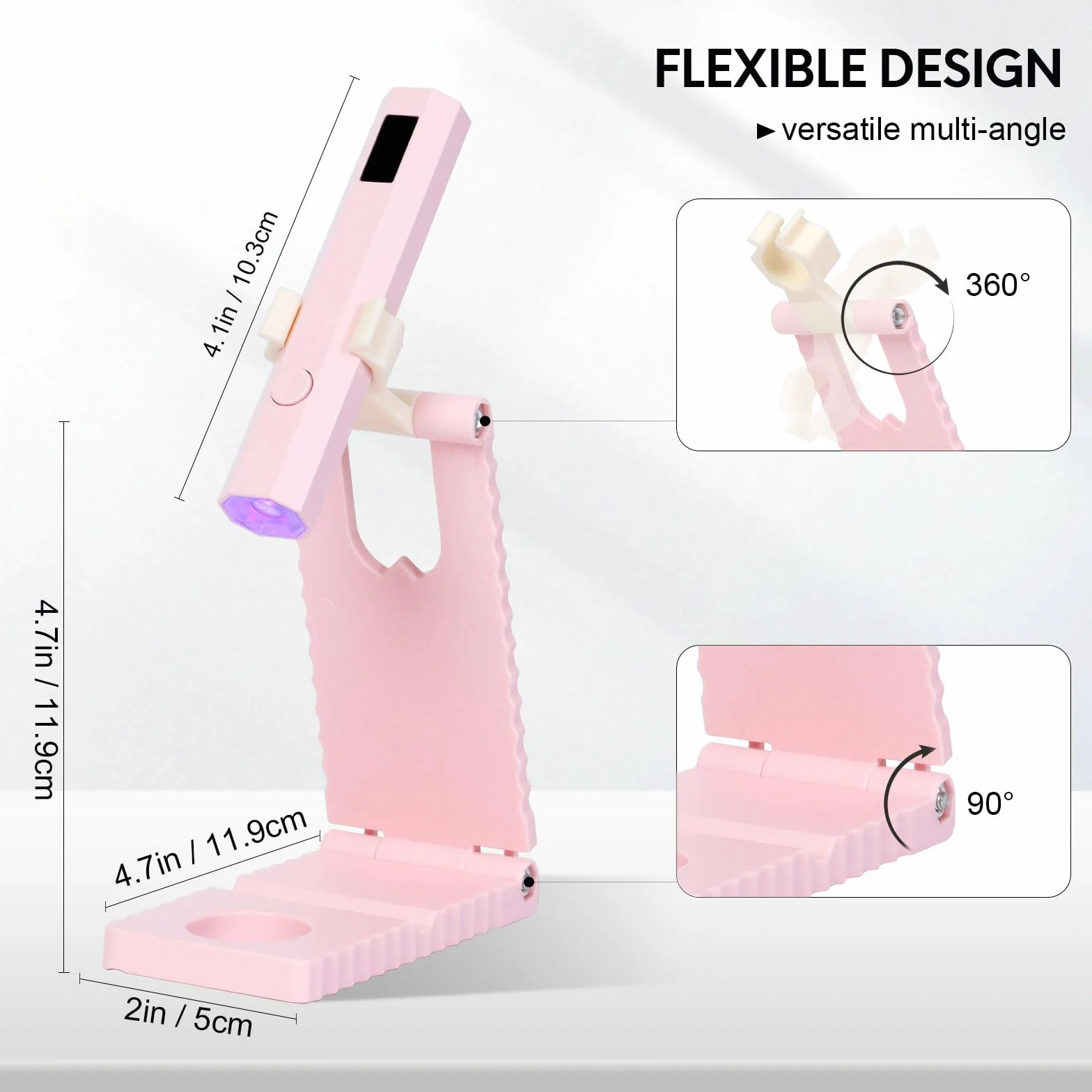 Lampa UV do paznokci żelowych, światło UV do paznokci żelowych ze stojakiem, ręczna lampa UV do ładowania, 2 timery lampa do paznokci do lakieru żelowego, przenośna suszarka do paznokci, różowa