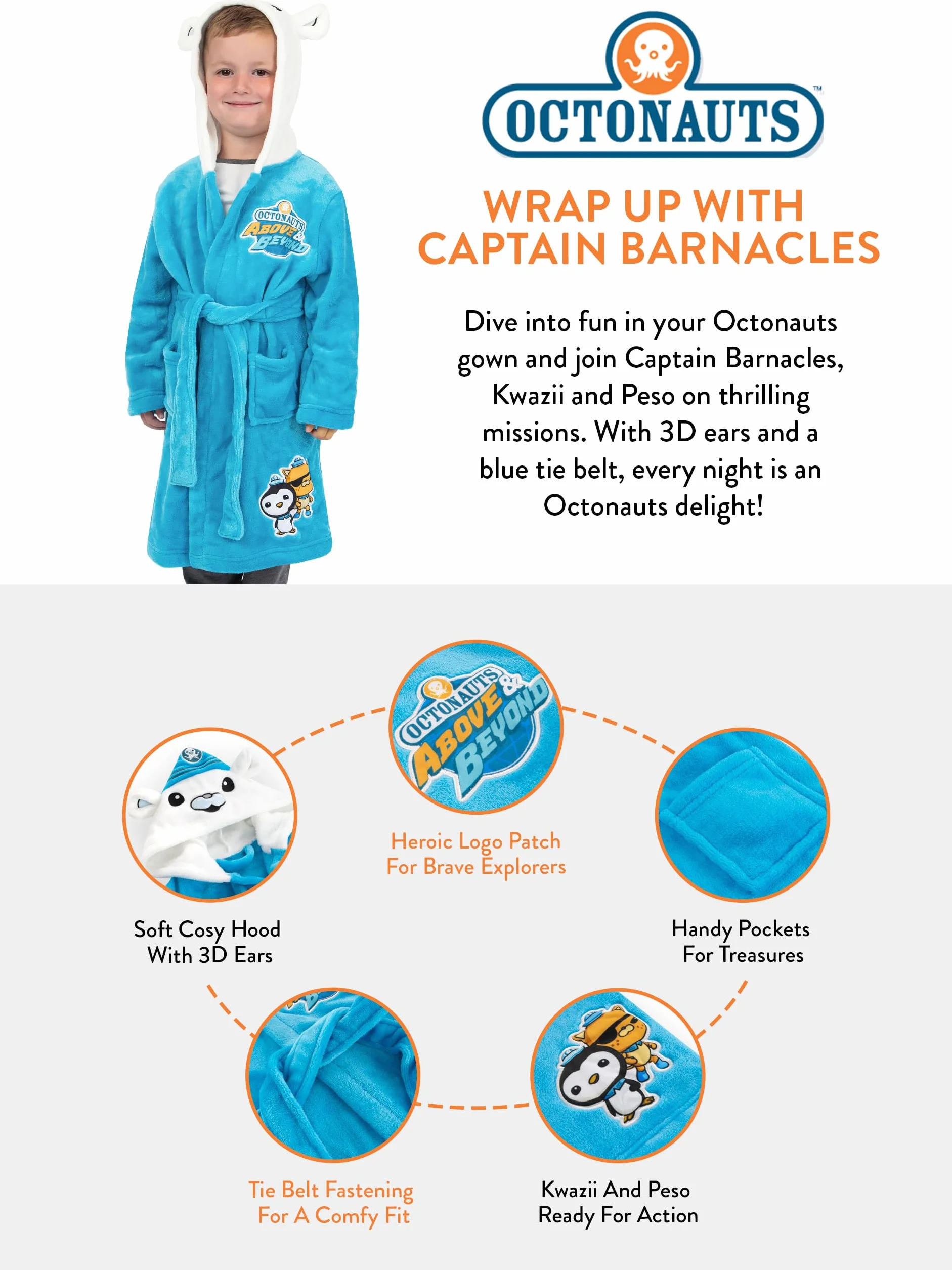 Octonauts Szlafrok Chłopięcy | Szlafroki Dziecięce | Kapitan Barnacles Szlafrok dla Chłopców