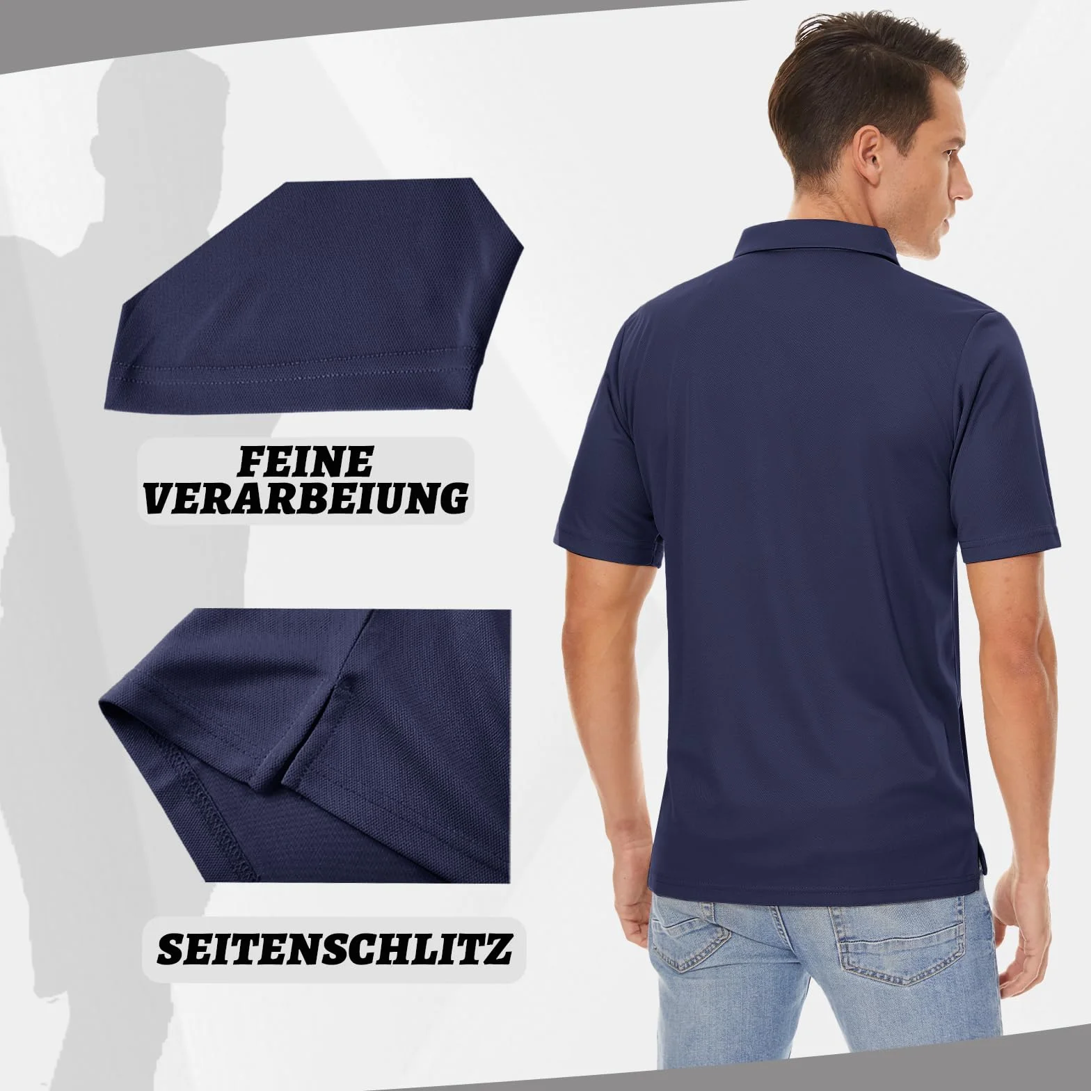 KEFITEVD Męskie Szybkoschnące Koszulki Polo z Krótkim Rękawem na Zajęcia na świeżym Powietrzu Golf T-shirt Turystyczny Poliester Wygodny z Guzikiem