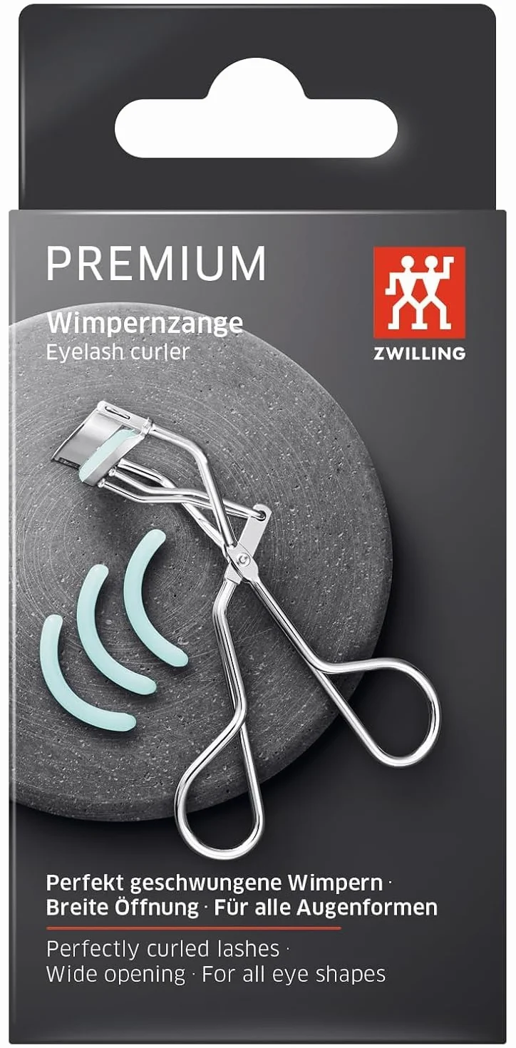 ZWILLING Zalotka do rzęs srebrna 3 wymienne nakładki silikonowe