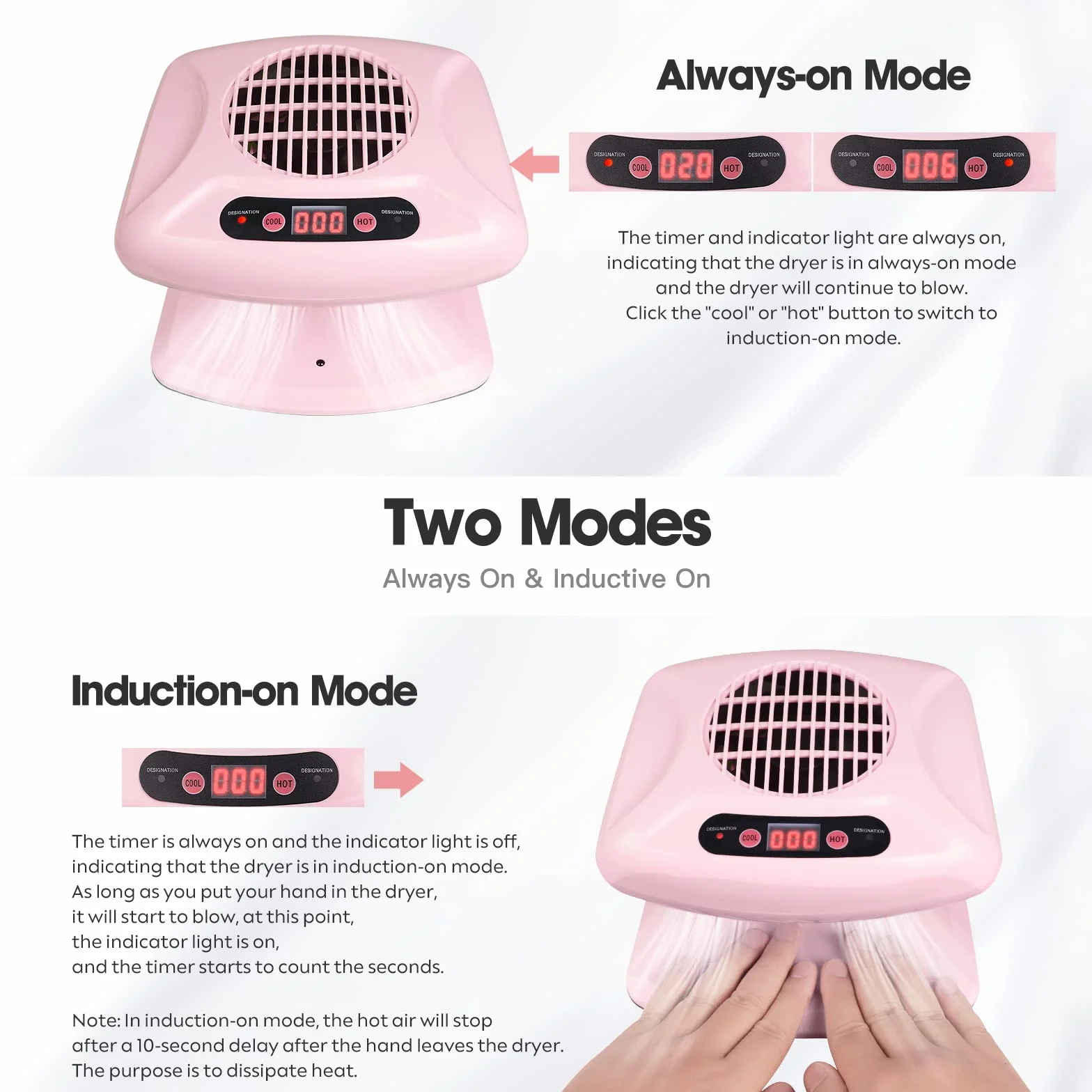 Air Nail Dryer suszarka do paznokci z automatycznym czujnikiem, 300 W timing Air Nail Fan suszarka do włosów dla obu dłoni i stóp, ciepła i chłodna suszarka do normalnego lakieru do paznokci, do domu i salonu