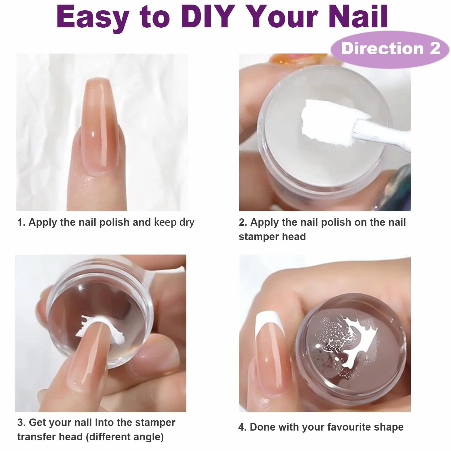 Stamper do paznokci Nail Art Brush – French Tip Stamp do paznokci Clear Nail Art Stamper Jelly with Scraper, 3 szt. Double Ended Nail Pen Brushes, Soft Silicone Stamper Printer DIY
