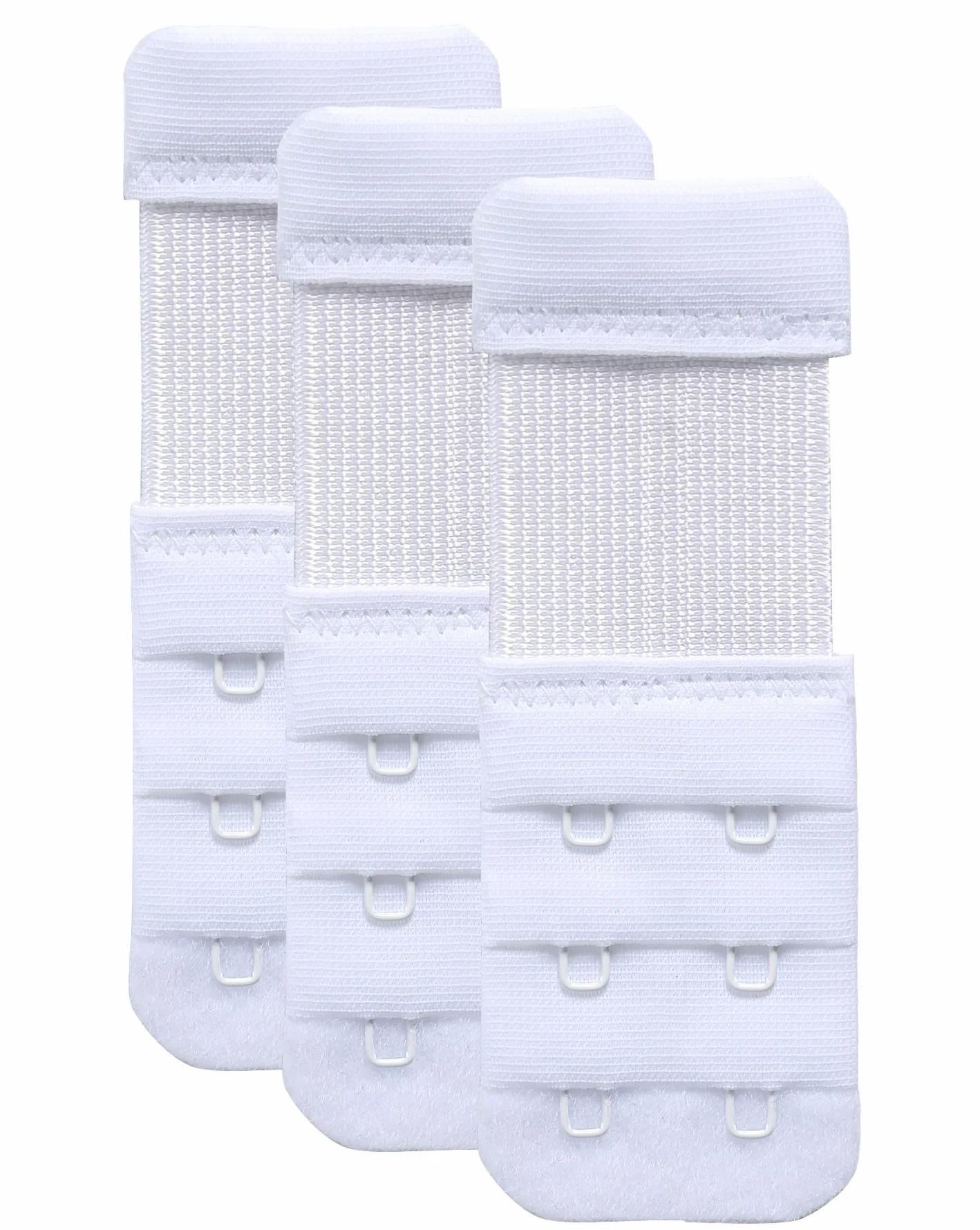 Przedłużenie biustonosza z 2 haczykami, elastyczny przedłużacz biustonosza, 2 haczyki, 3 sztuki, Biały, 1/2 cala (1,27 cm) odstęp haków, Rozmiar Uniwersalny