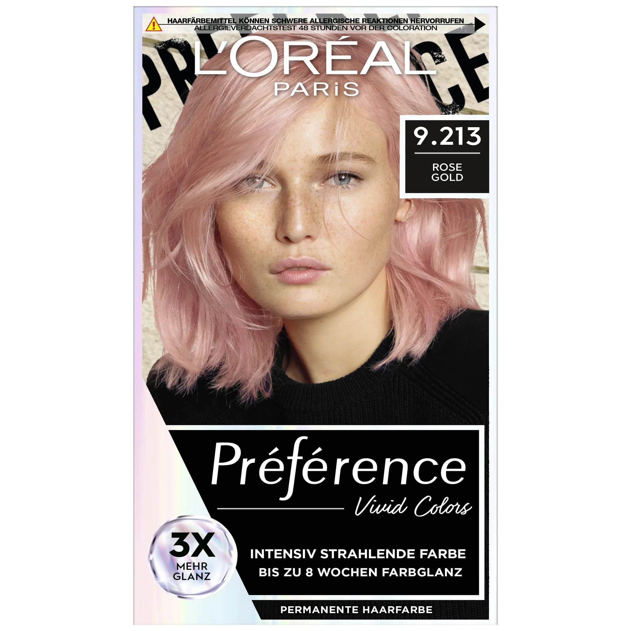 L’Oréal Paris Preference Farba do Włosów, 9.213 Różowe Złoto, 150 ml, packaging may vary