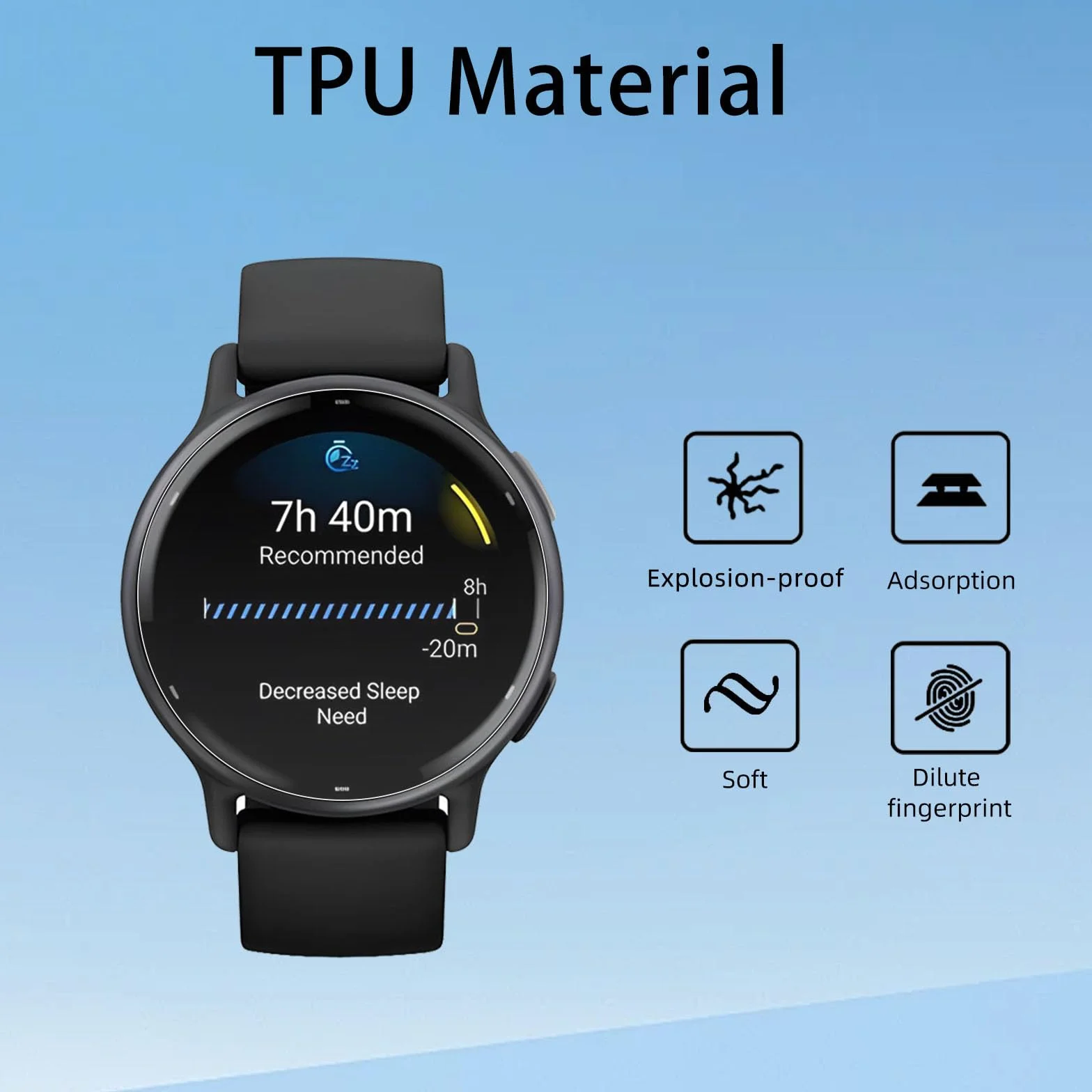 3-pak folii ochronnej na wyświetlacz kompatybilna z Garmin Vivoactive 5, miękka folia ochronna TPU, bez pęcherzyków powietrza, HD przezroczysta, odporna na zarysowania, Touch Sensitive