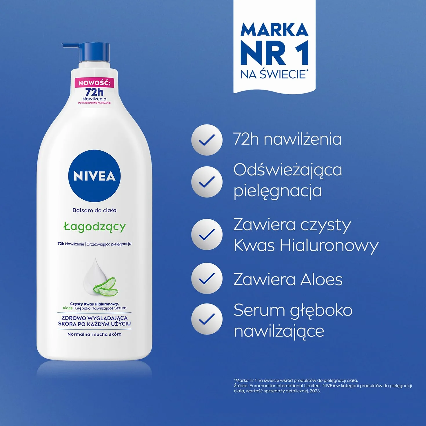 NIVEA 5w1 Complete Care Łagodzący balsam do ciała z aloesem, z pompką 625 ml